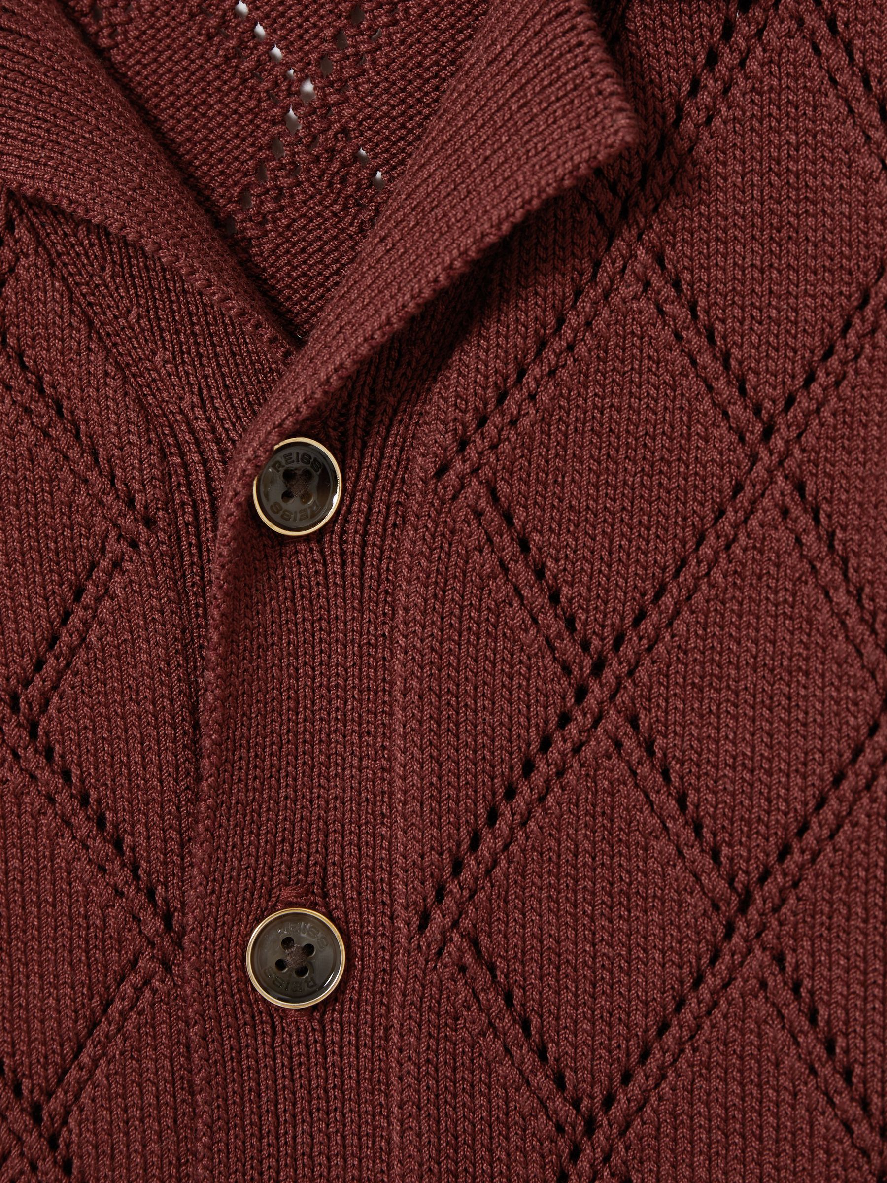 9-13 yrs Cotton Blend Diamond Knit Shirt in Paprika Red - Image 4 of 4