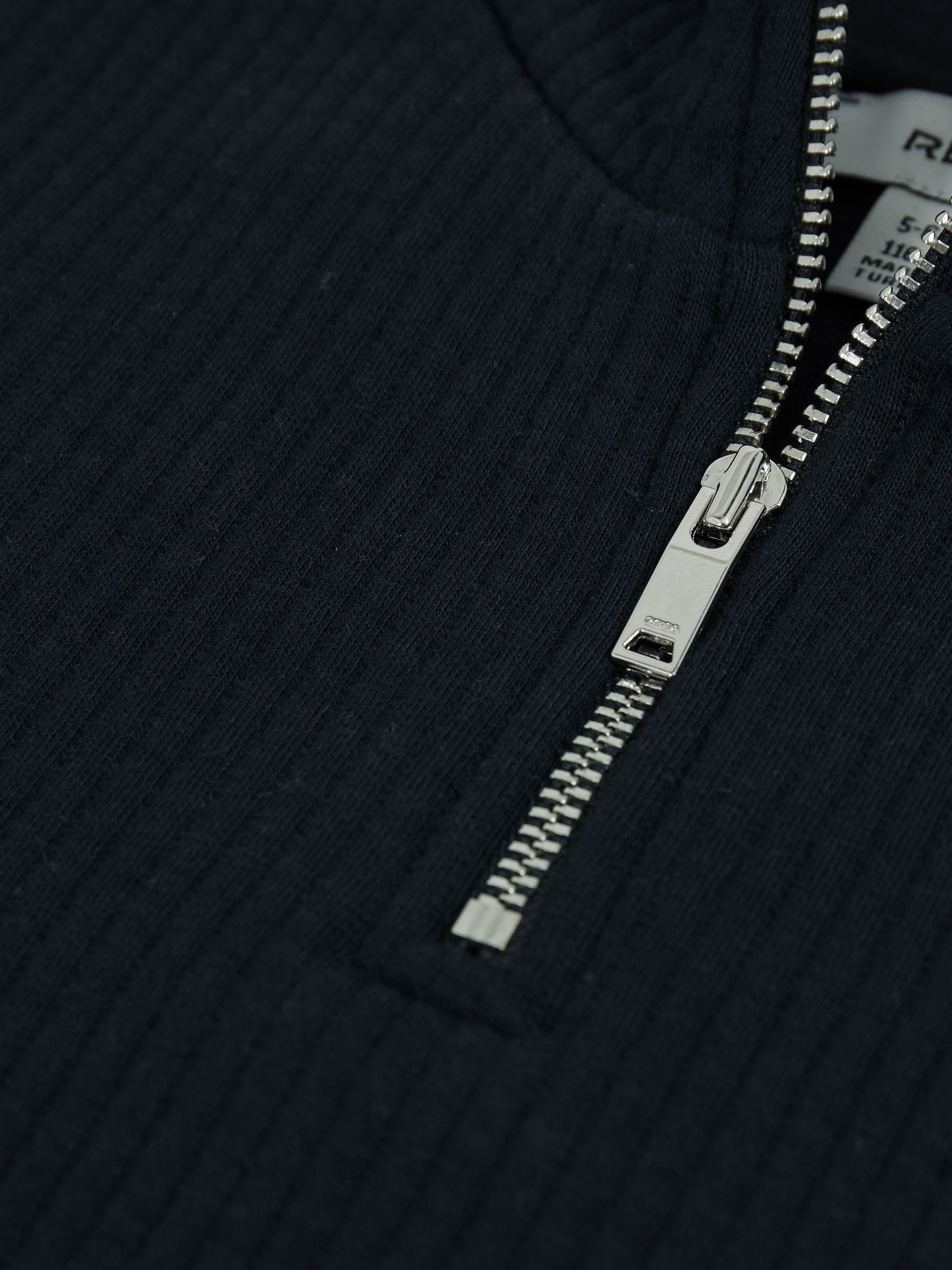 13-14 yrs Cotton-Blend Half-Zip Funnel-Neck Jumper in Navy - Image 3 of 4