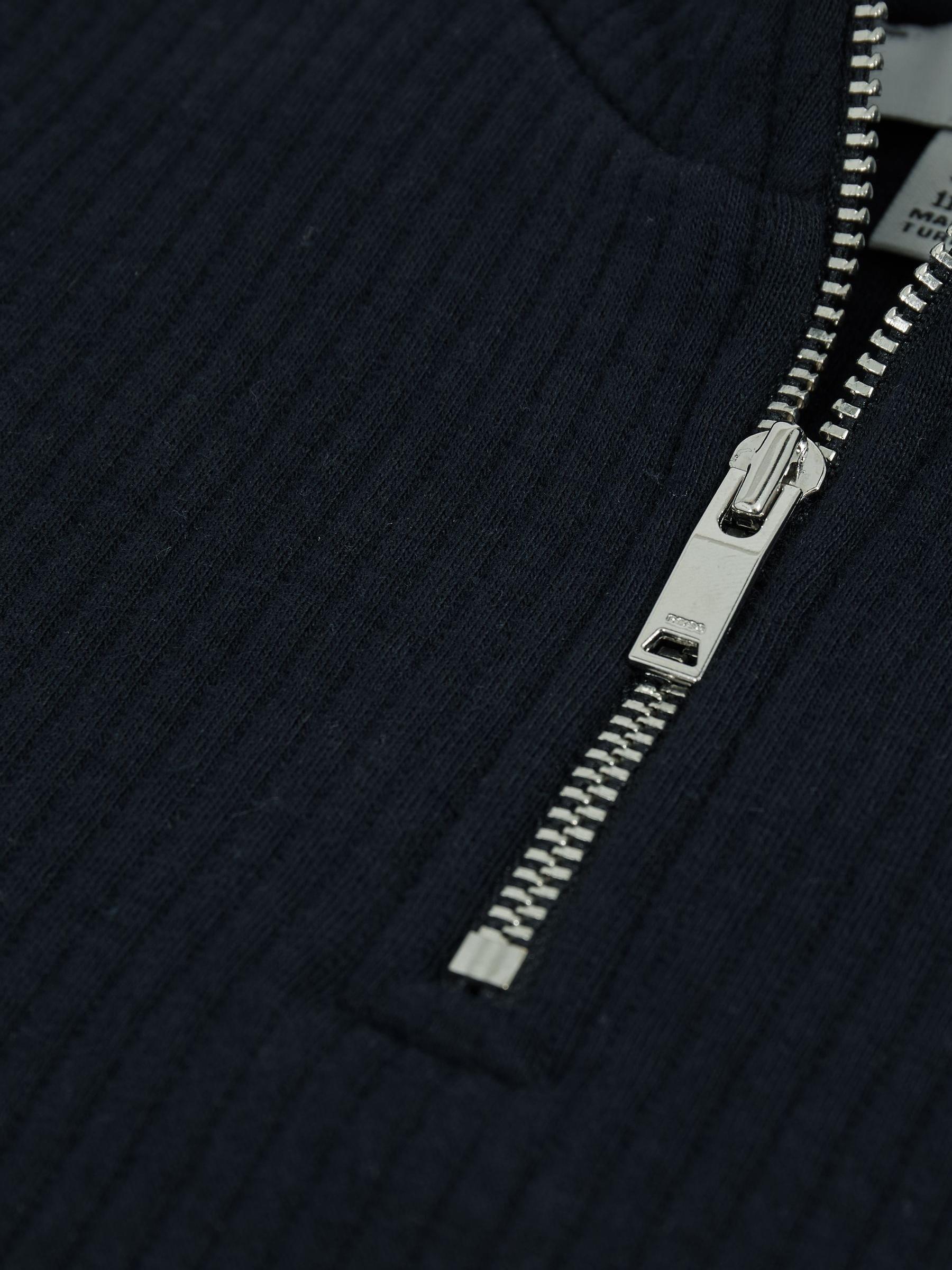 13-14 yrs Cotton-Blend Half-Zip Funnel-Neck Jumper in Navy - Image 4 of 4