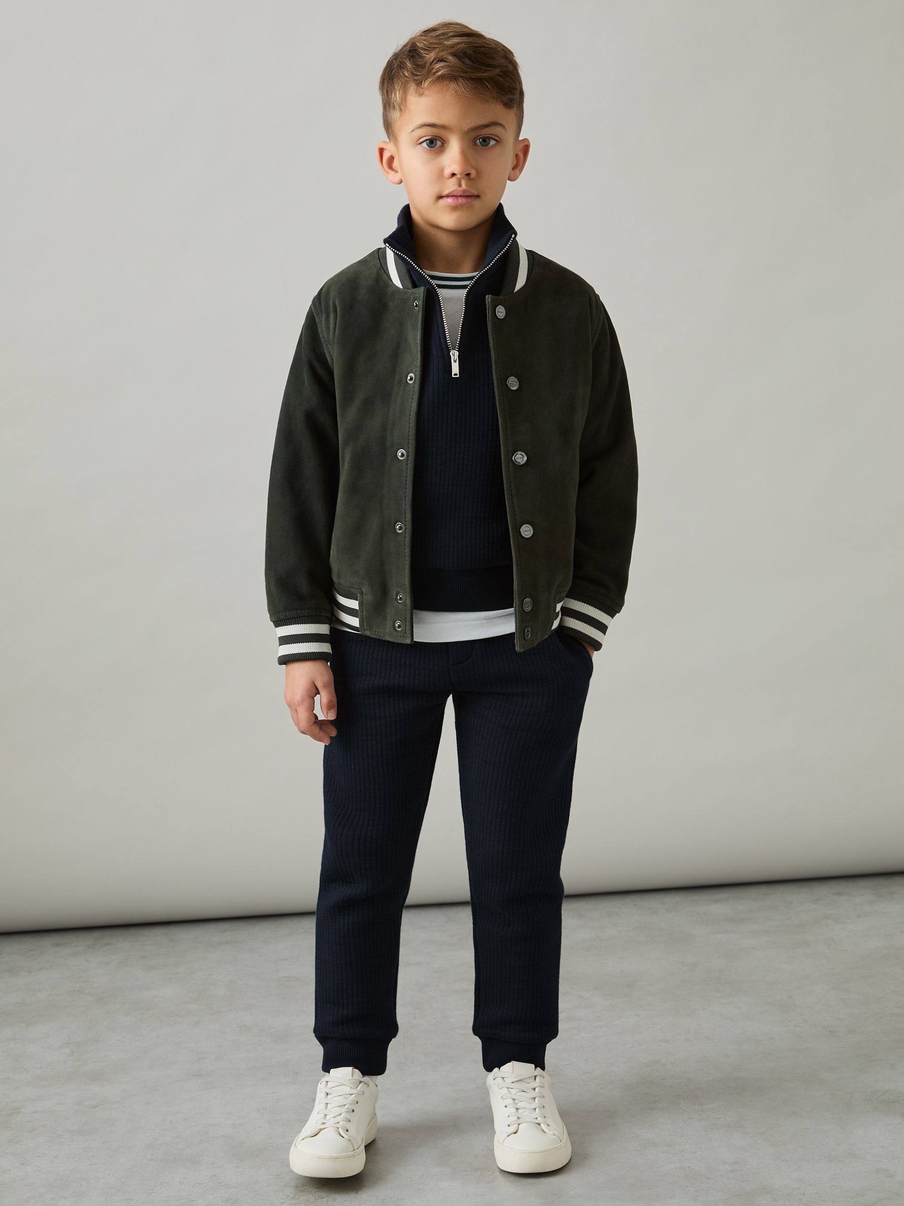 3-9 yrs Cotton-Blend Ribbed Drawstring Joggers in Navy - Image 1 of 4