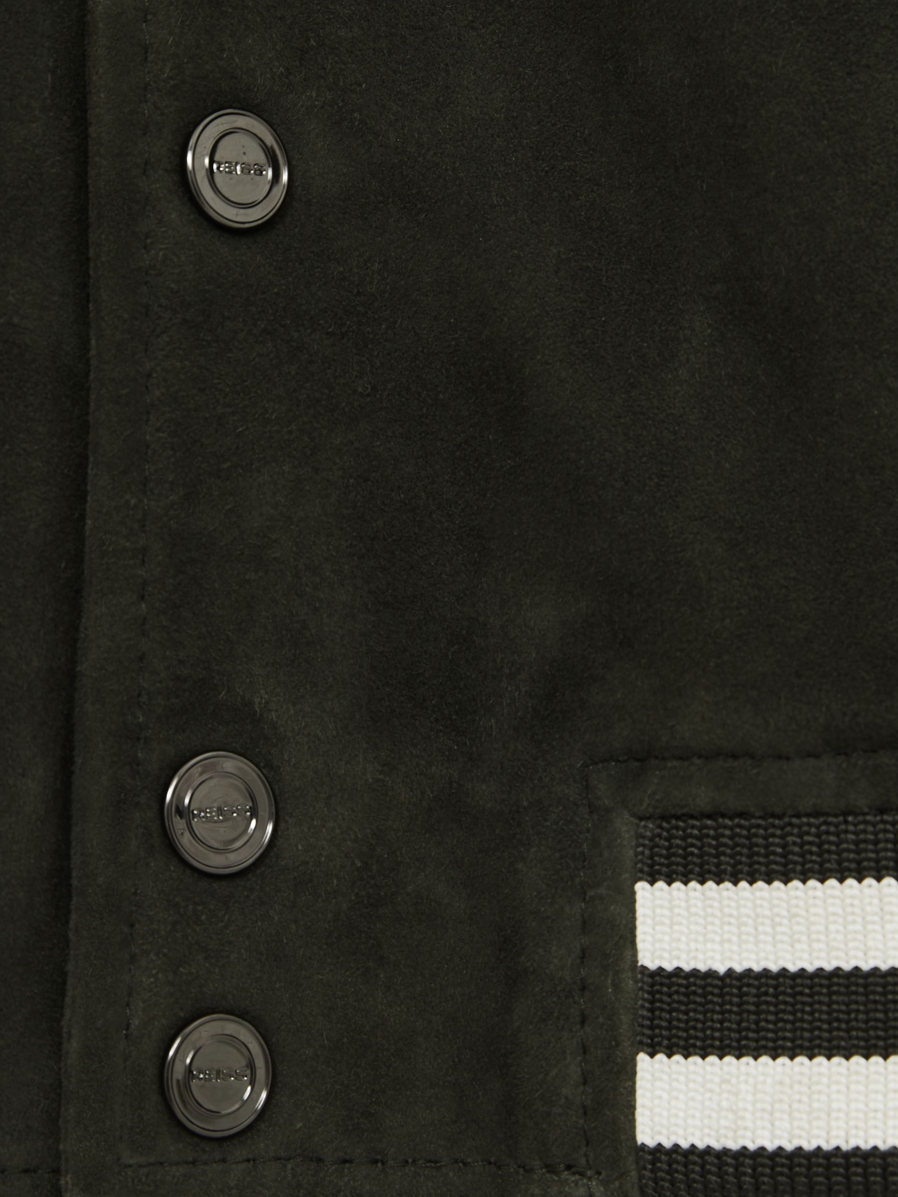 3-9 yrs Suede Varsity Bomber Jacket in Dark Green - Image 5 of 5
