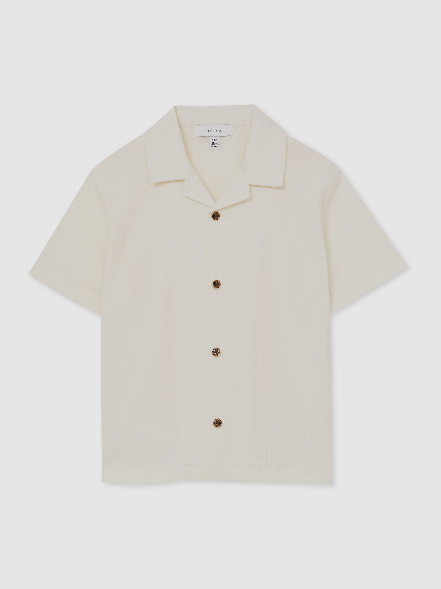 9-13 yrs Textured Cuban Collar Shirt in Off White - Image 2 of 4