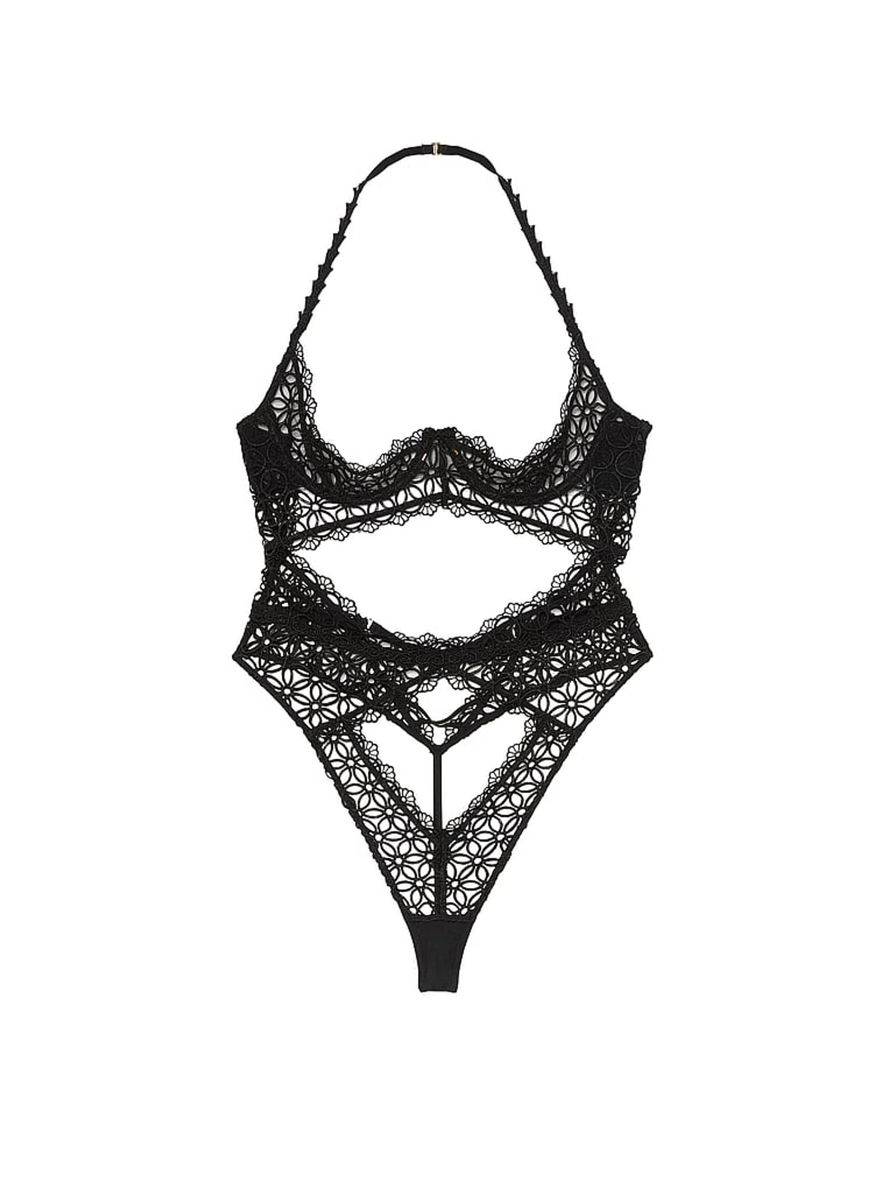 Black Geo Daisy Lace Open Cup Bodysuit - Image 3 of 3