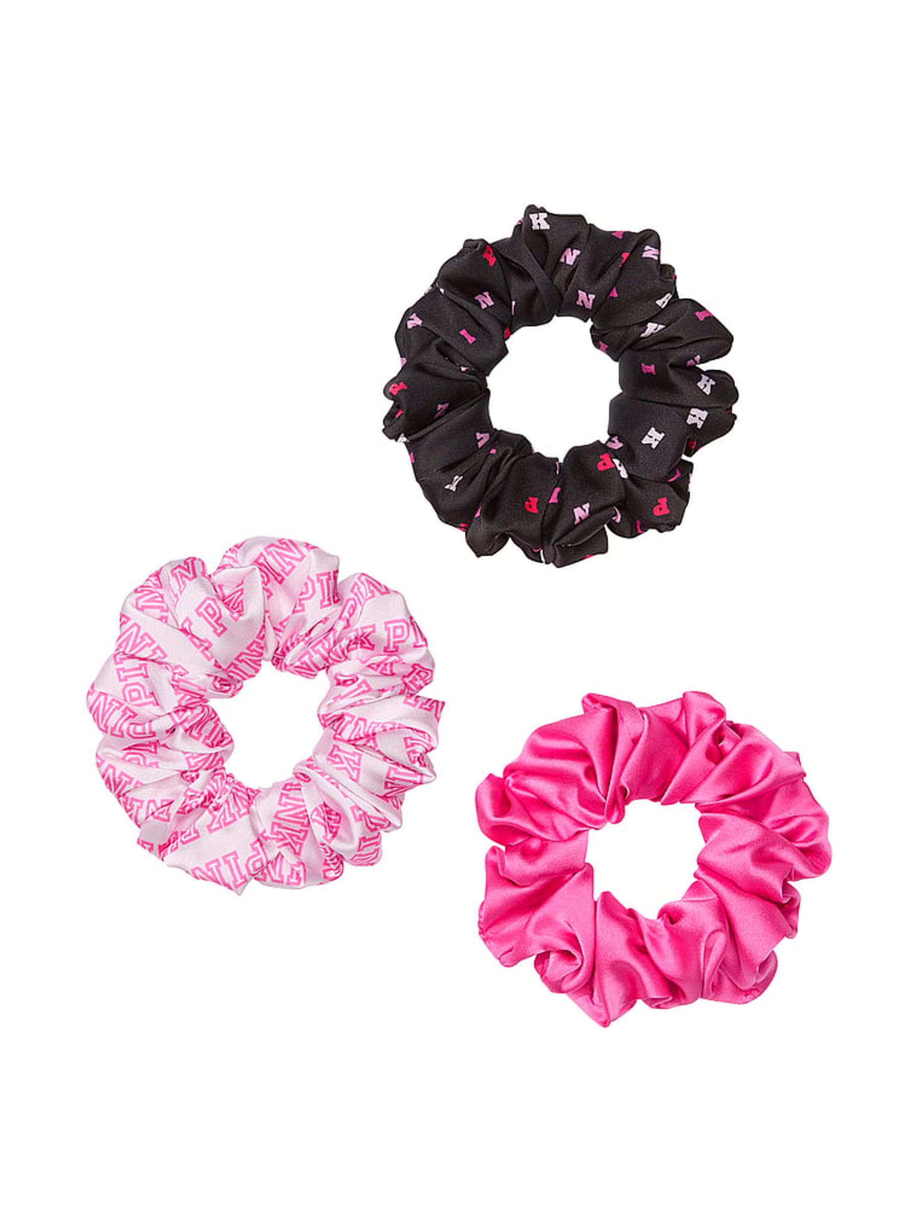 Pink and Black 3 Pack Scrunchie Set - Image 1 of 1