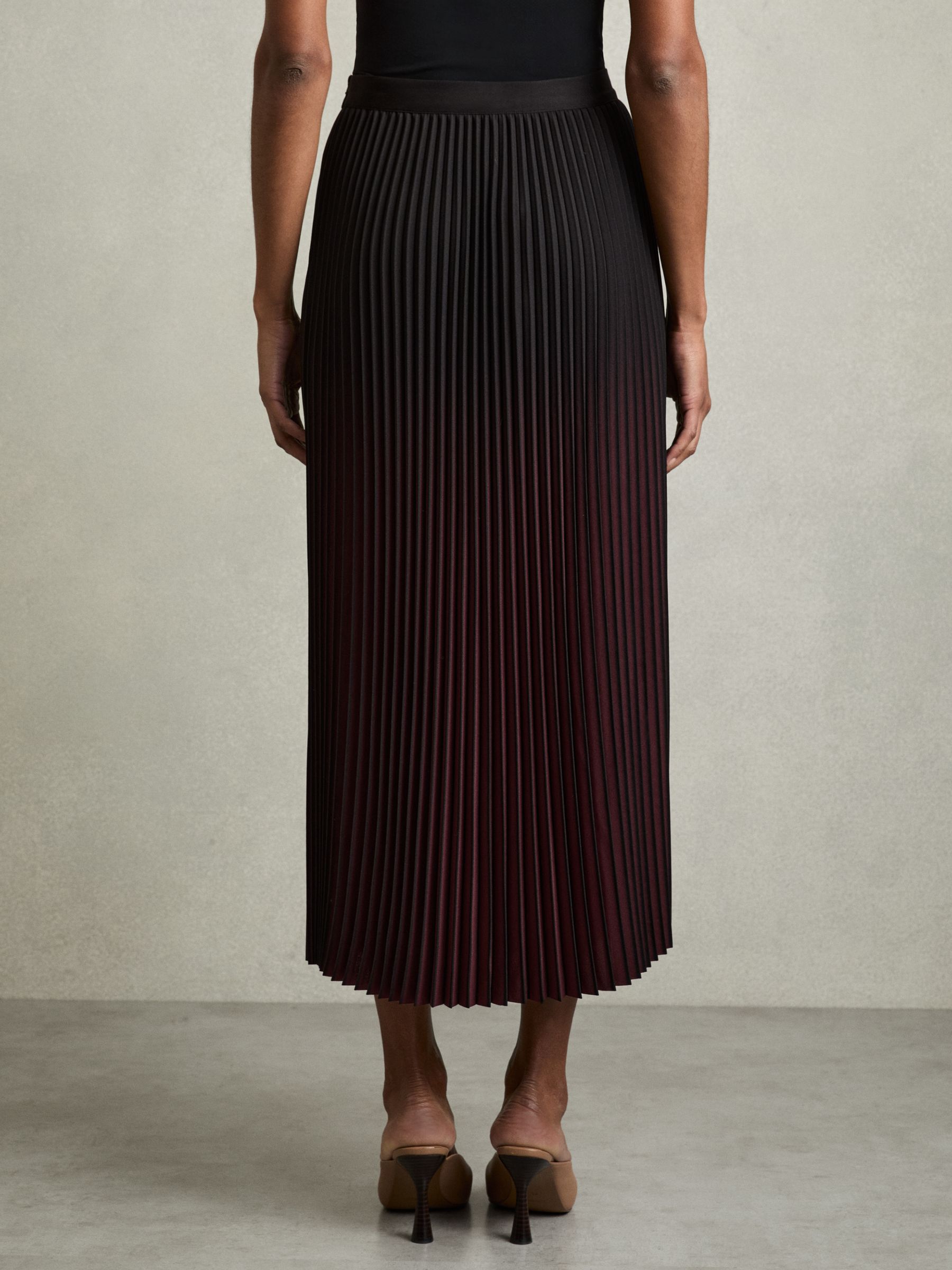 Petite Ombré Pleated Midi Skirt in Black/Pink - Image 5 of 6