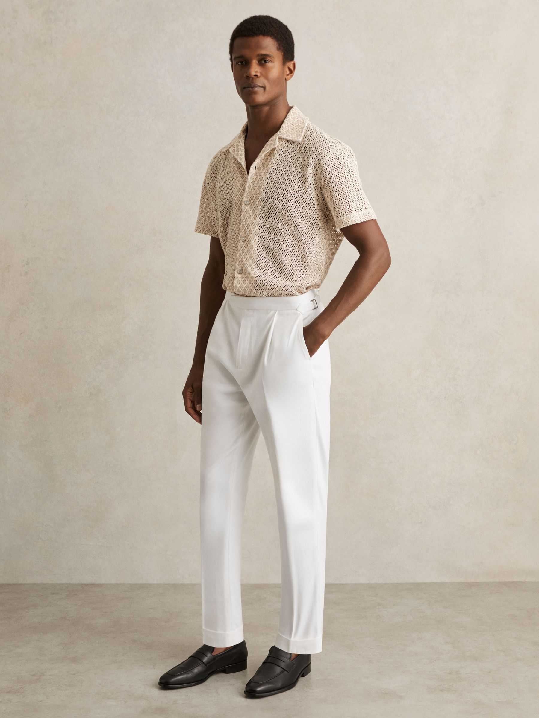 Cotton-Blend Tapered Trousers in White - Image 1 of 7