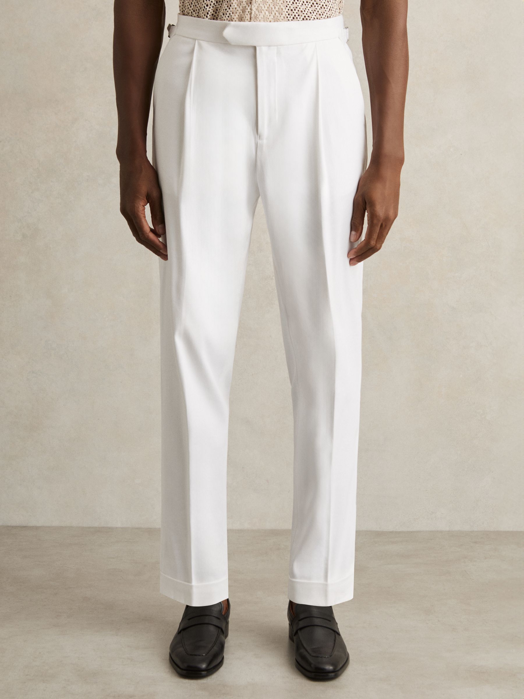 Cotton-Blend Tapered Trousers in White - Image 3 of 7