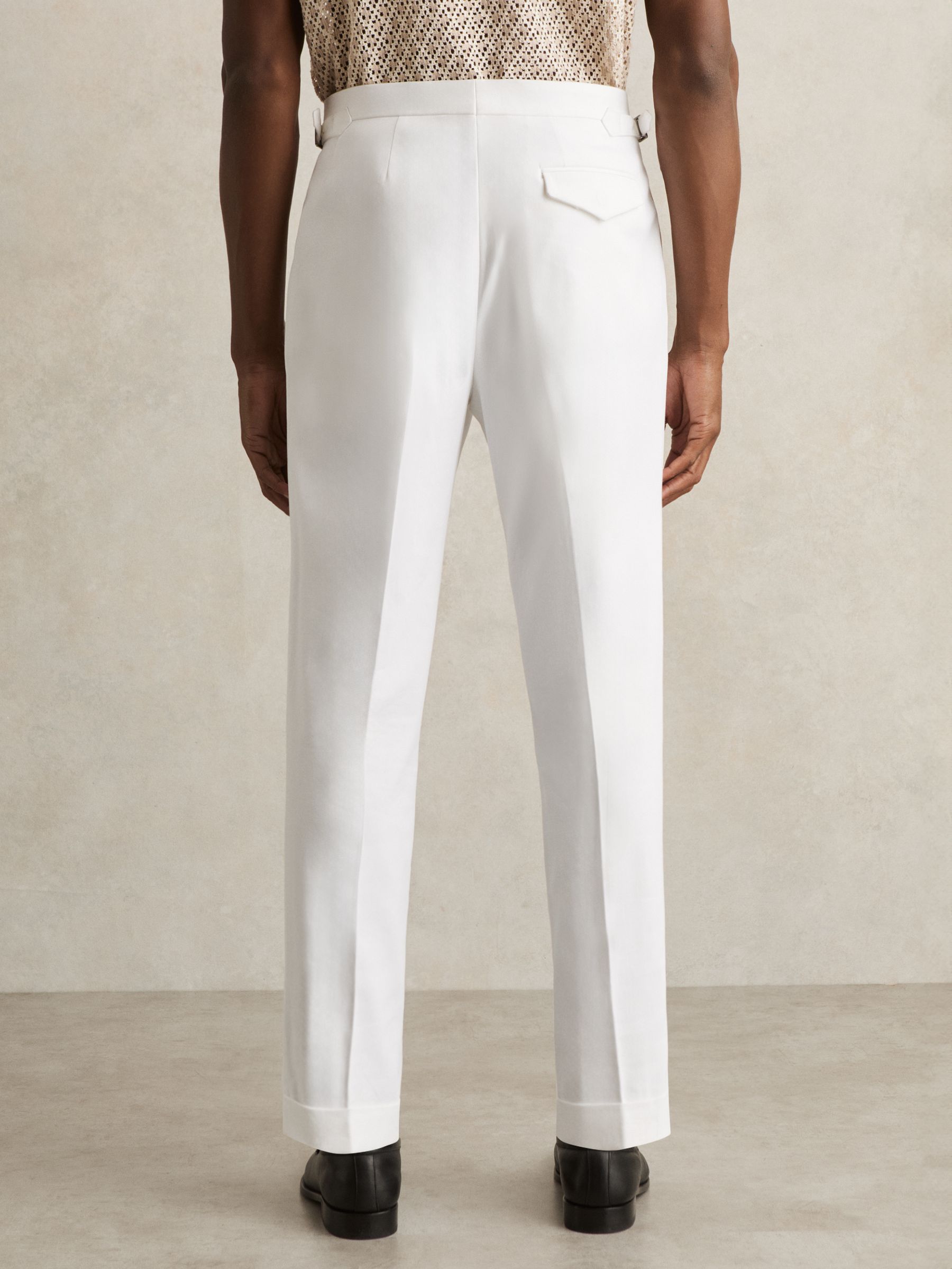 Cotton-Blend Tapered Trousers in White - Image 5 of 7