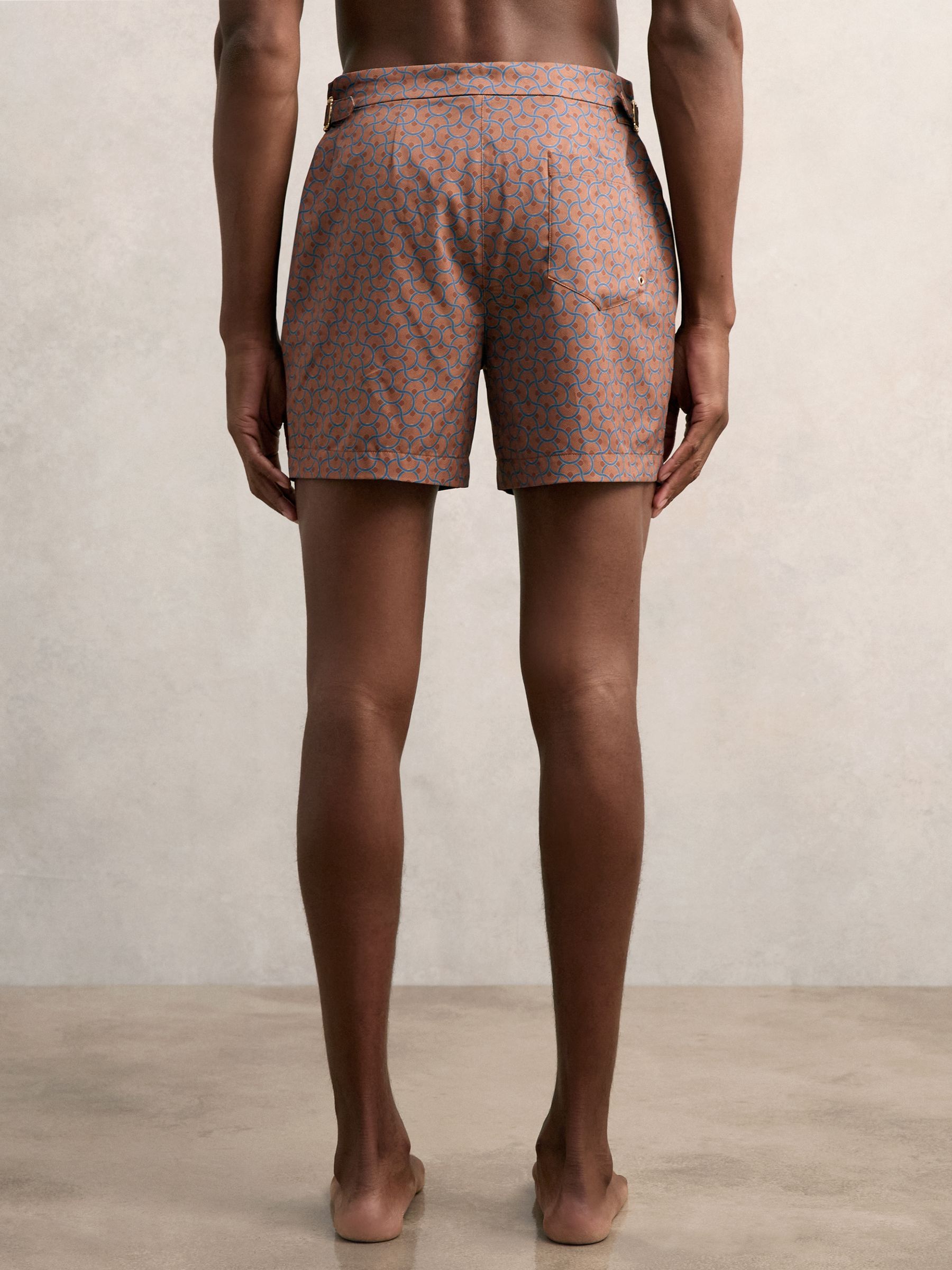 Geometric Print Swim Shorts in Tobacco Brown - Image 6 of 6