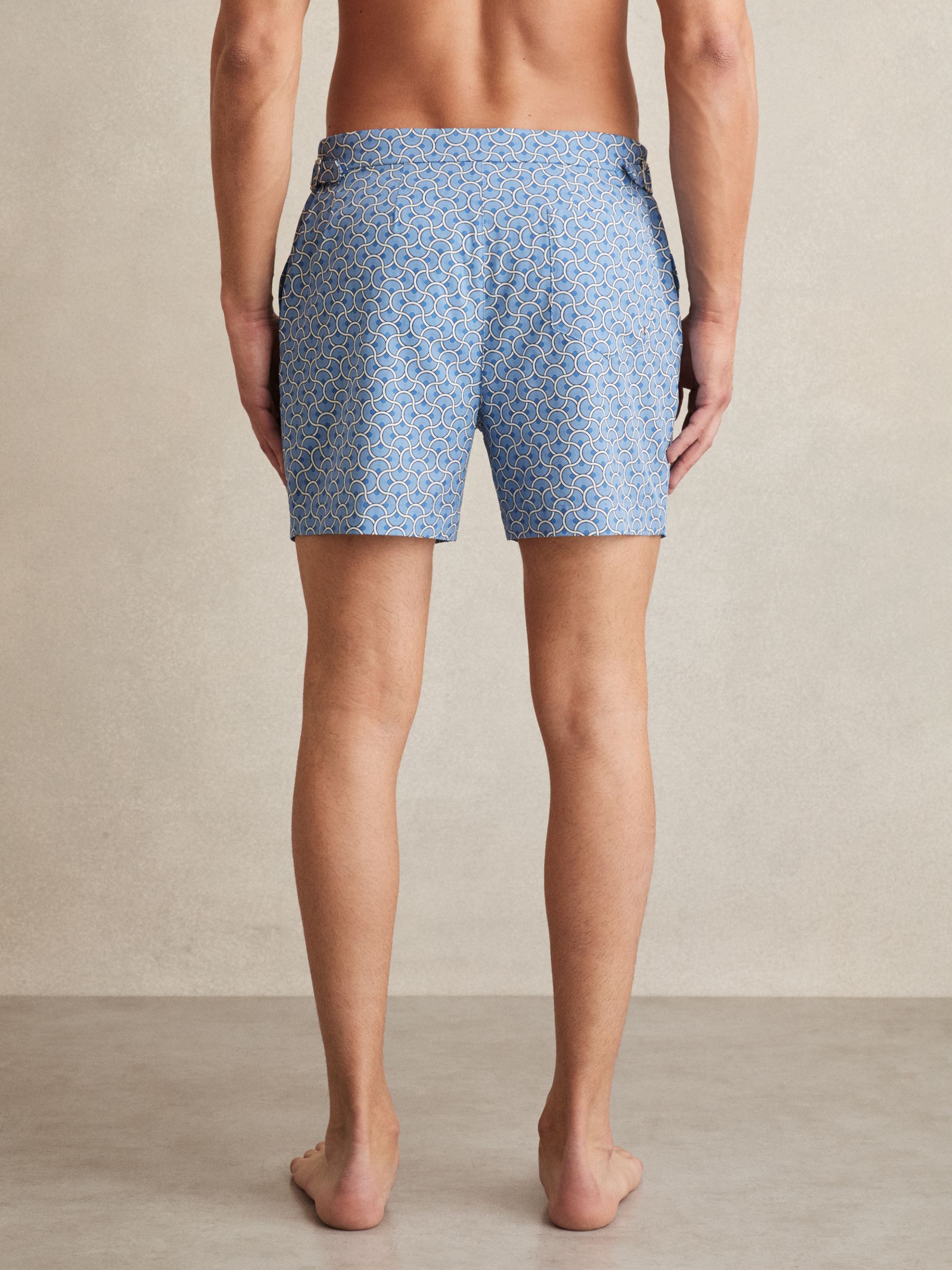Geometric Print Swim Shorts in French Blue - Image 4 of 5