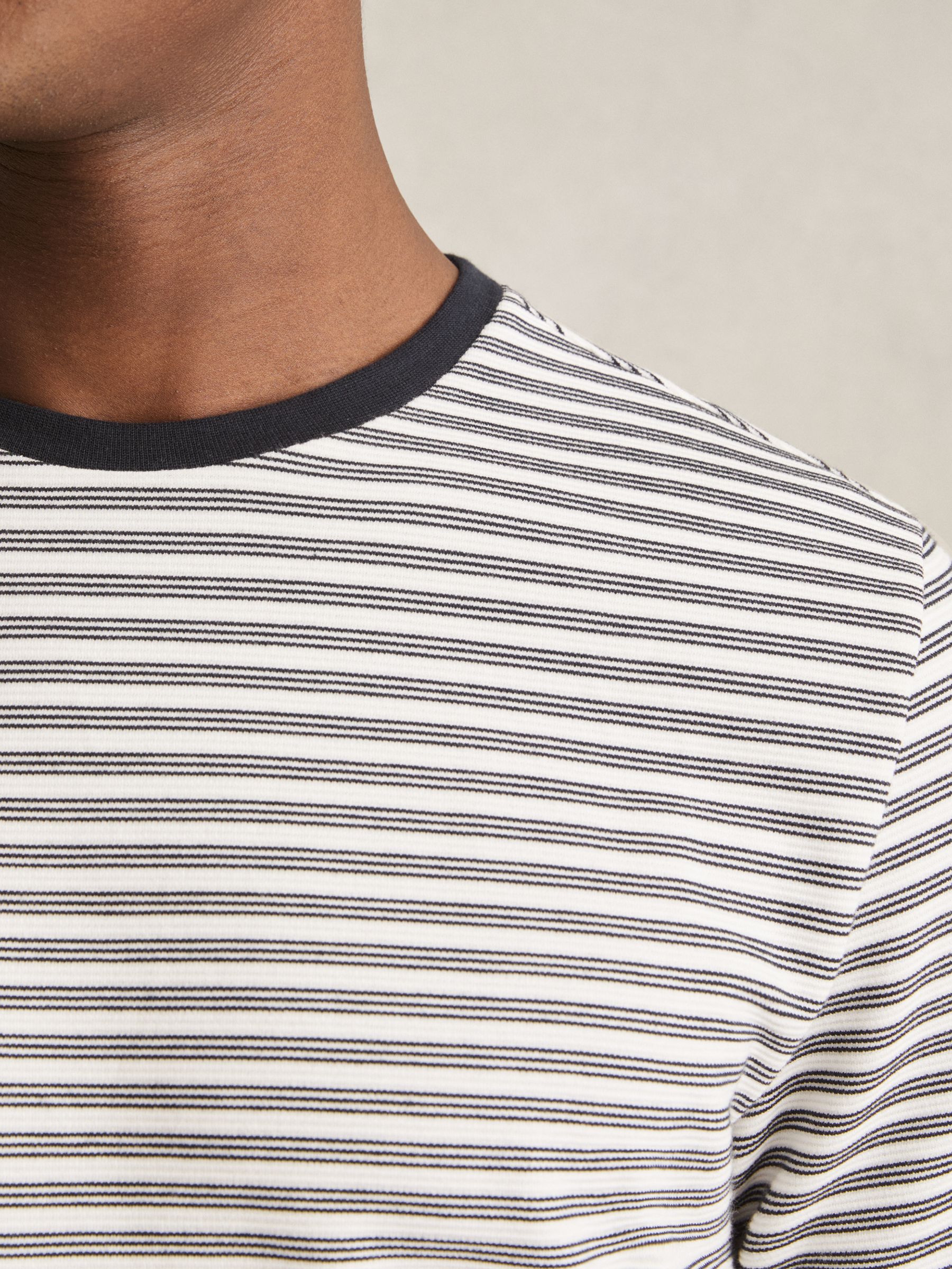 Heavyweight Striped T-Shirt in White/Navy - Image 4 of 6