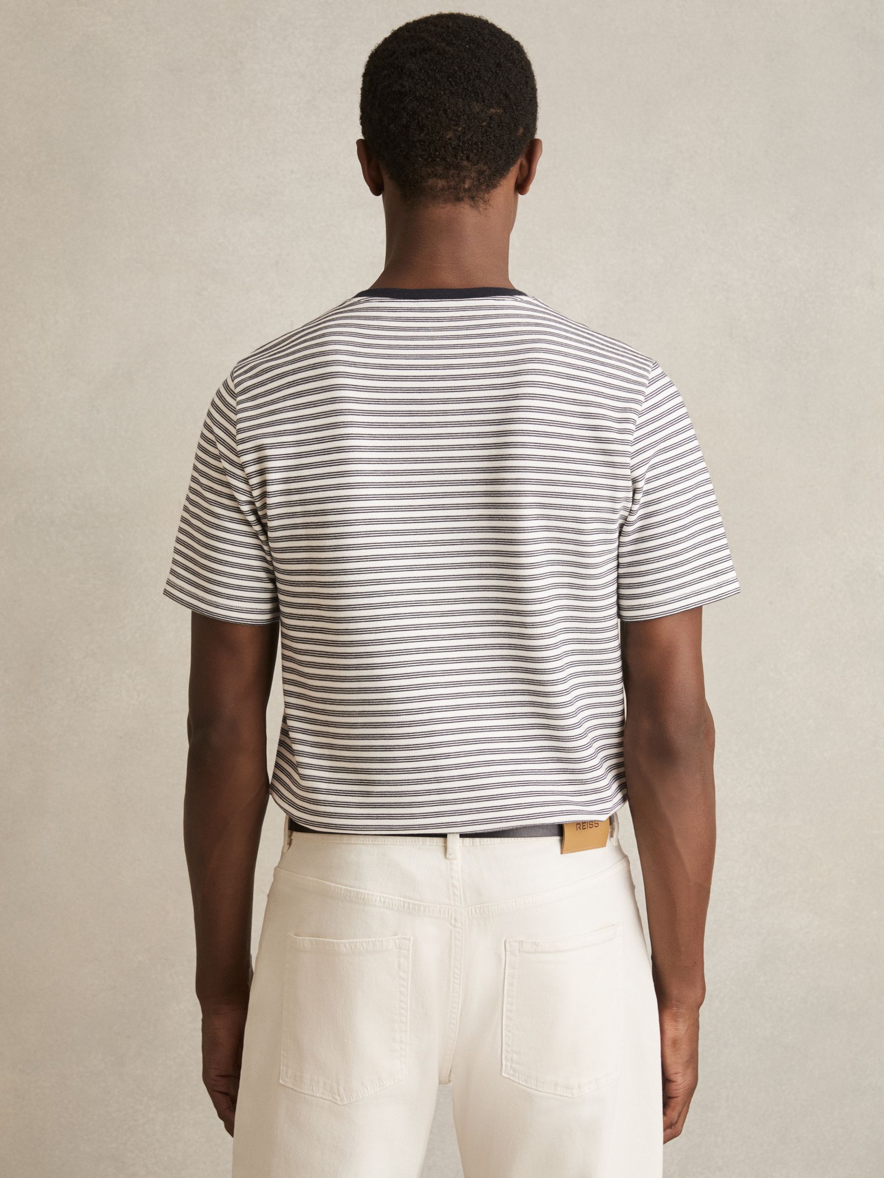 Heavyweight Striped T-Shirt in White/Navy - Image 5 of 6