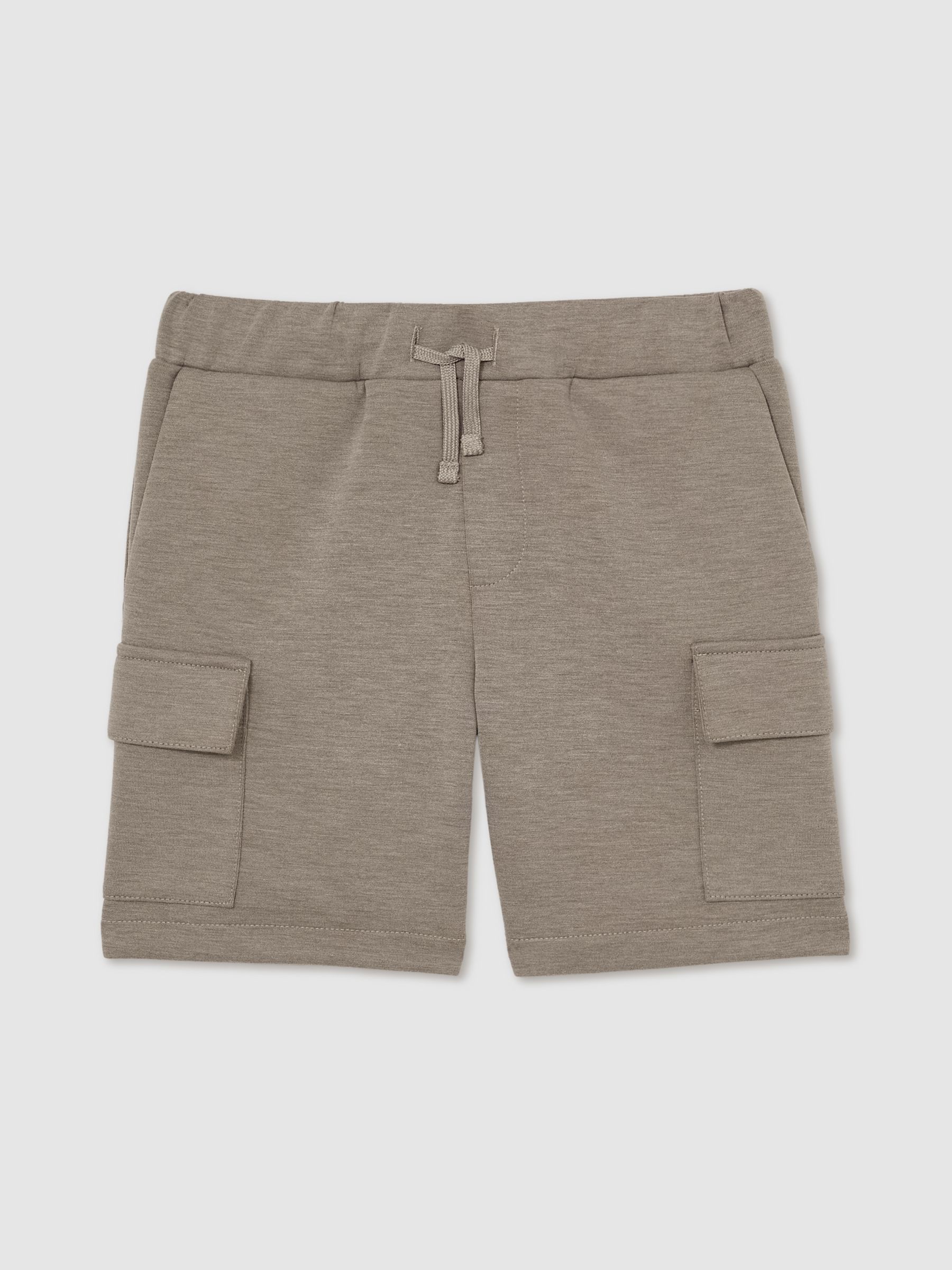 9-13 yrs Interlock-Jersey Cargo Shorts in Taupe Brown - Image 2 of 5