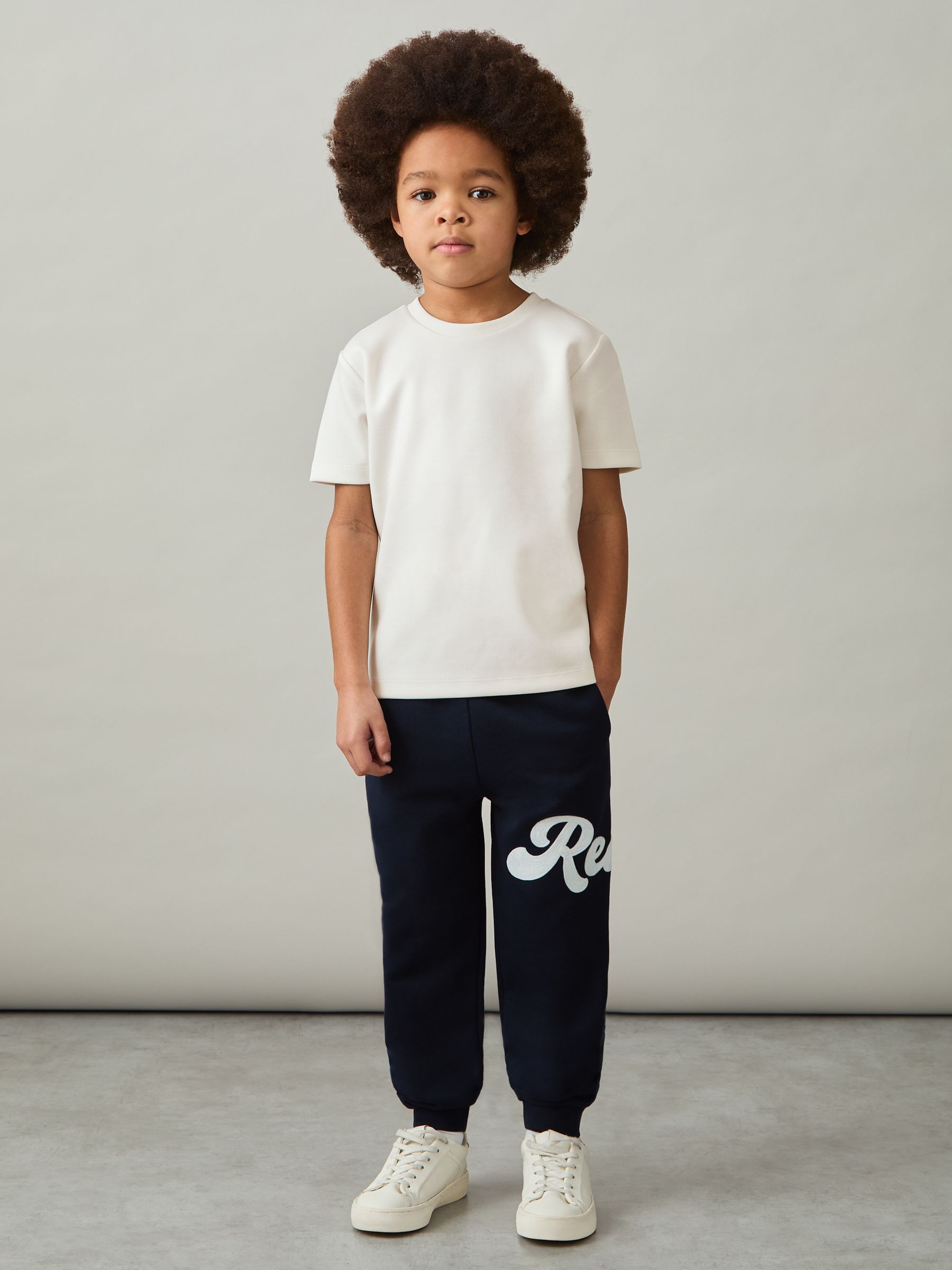 3-9 yrs Interlock-Jersey Crew-Neck T-Shirt in White - Image 1 of 4