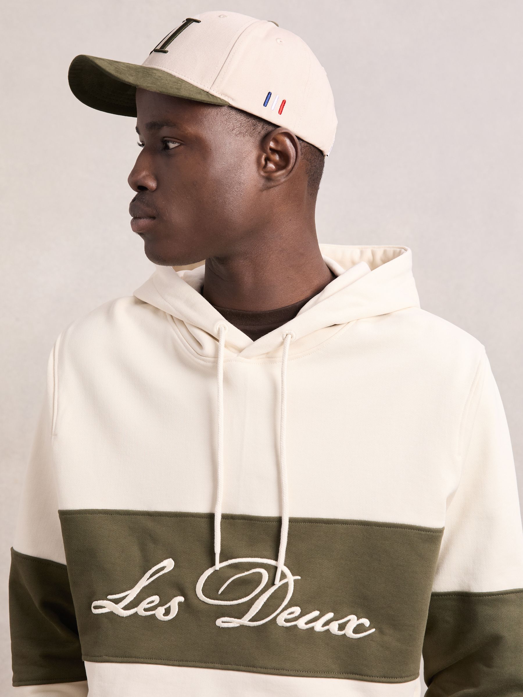 Les Deux Contrast Logo-Embroidery Hat in Sand/Green - Image 2 of 5