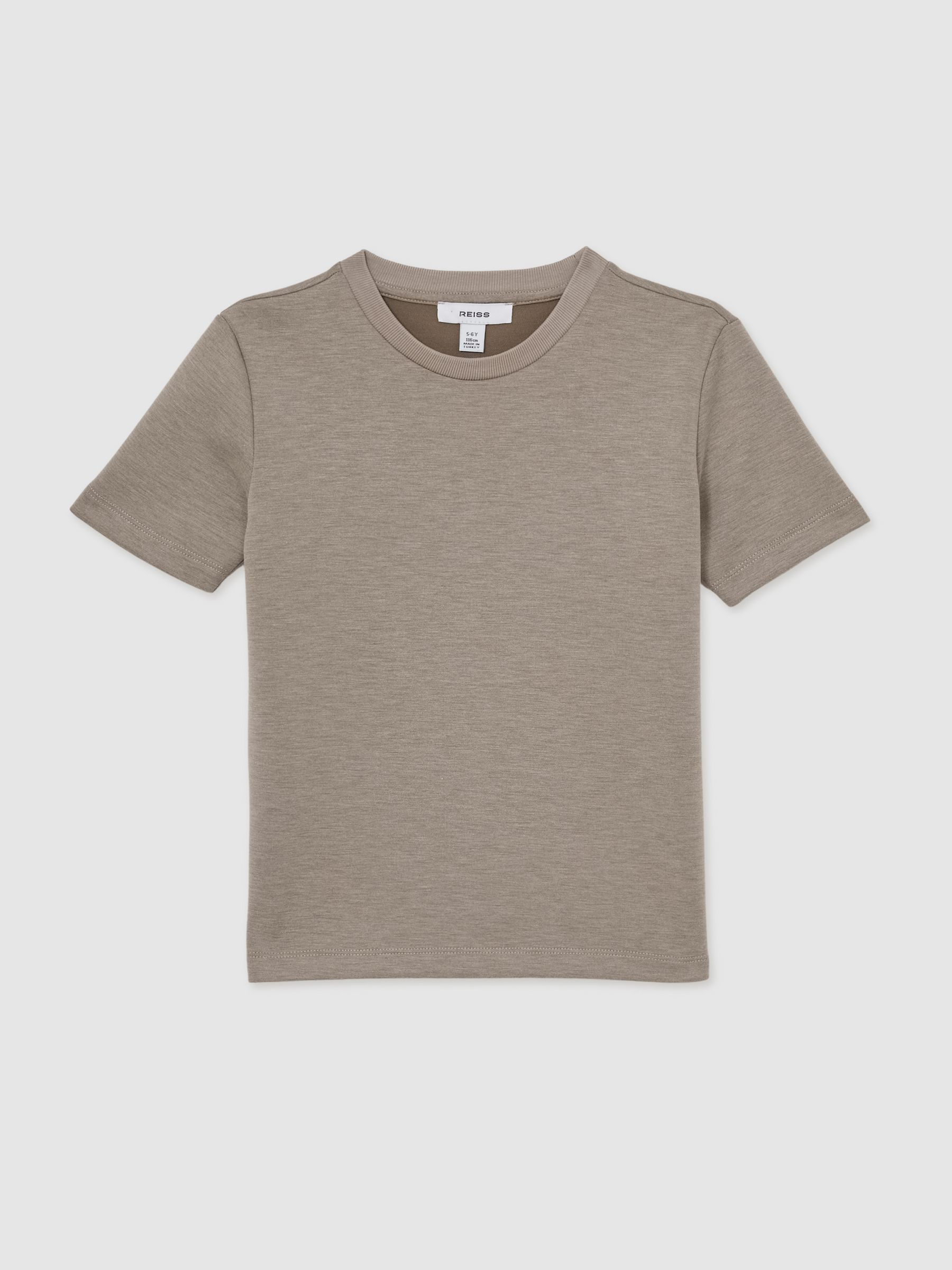 3-9 yrs Interlock-Jersey Crew-Neck T-Shirt in Taupe Brown - Image 2 of 4