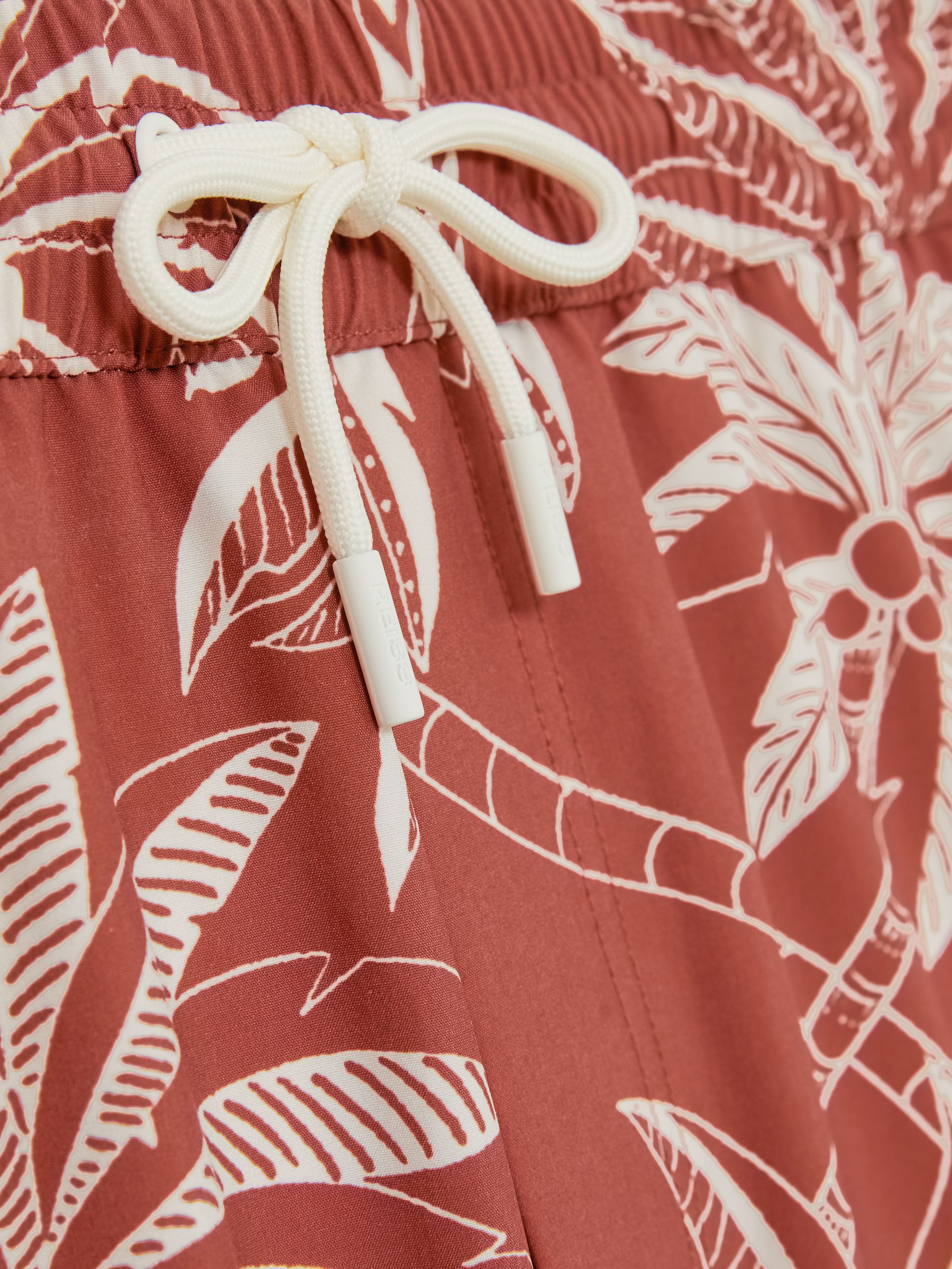 Palm Print Swim Shorts in Brick Red/White - Image 5 of 5