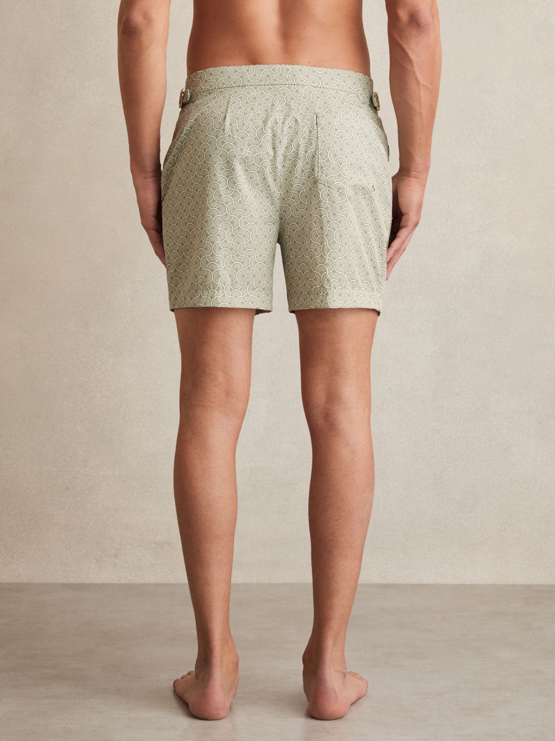 Geometric Print Swim Shorts in Pistachio Green - Image 4 of 5