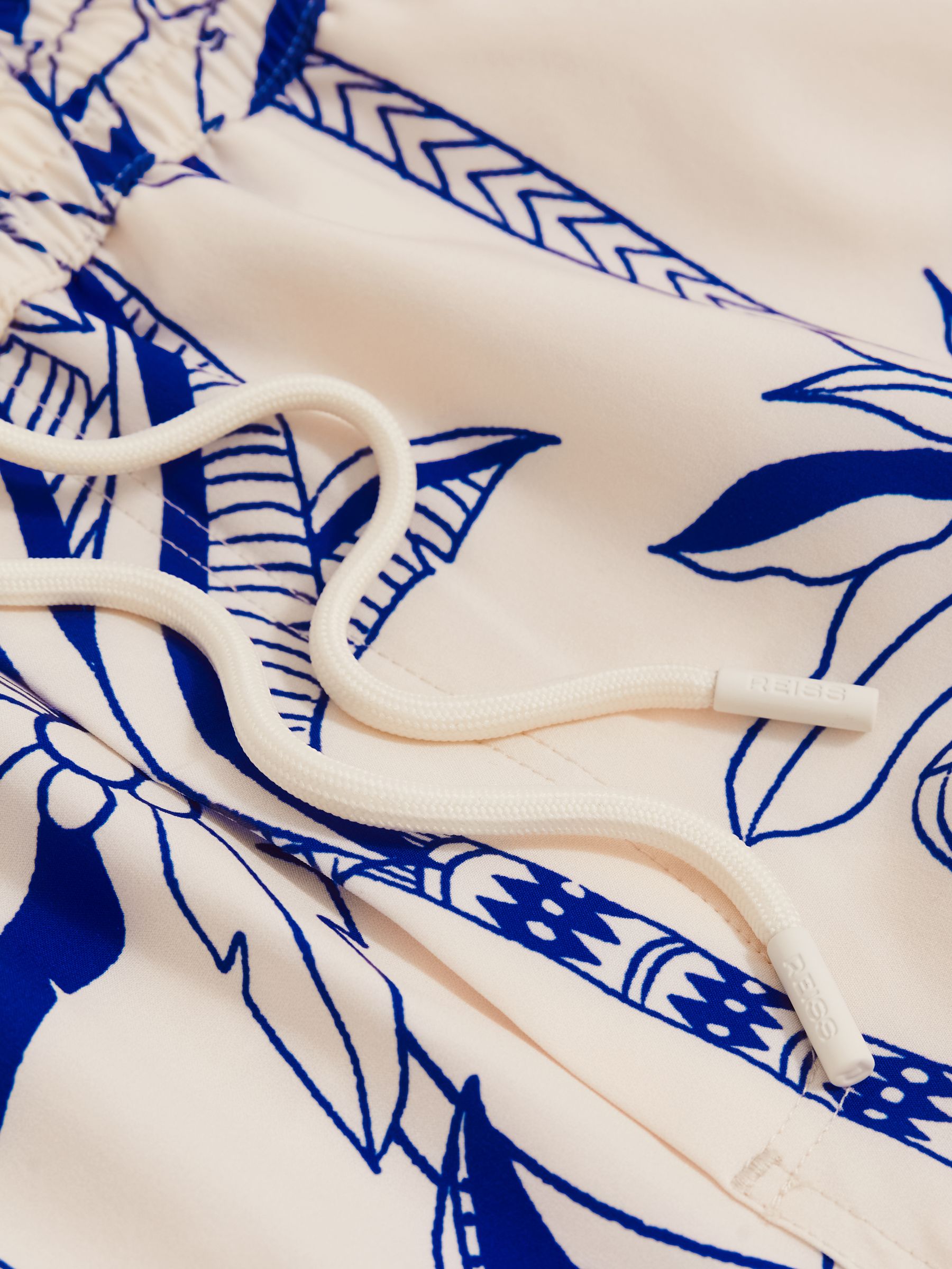 Palm Print Swim Shorts in French Blue/White - Image 5 of 5