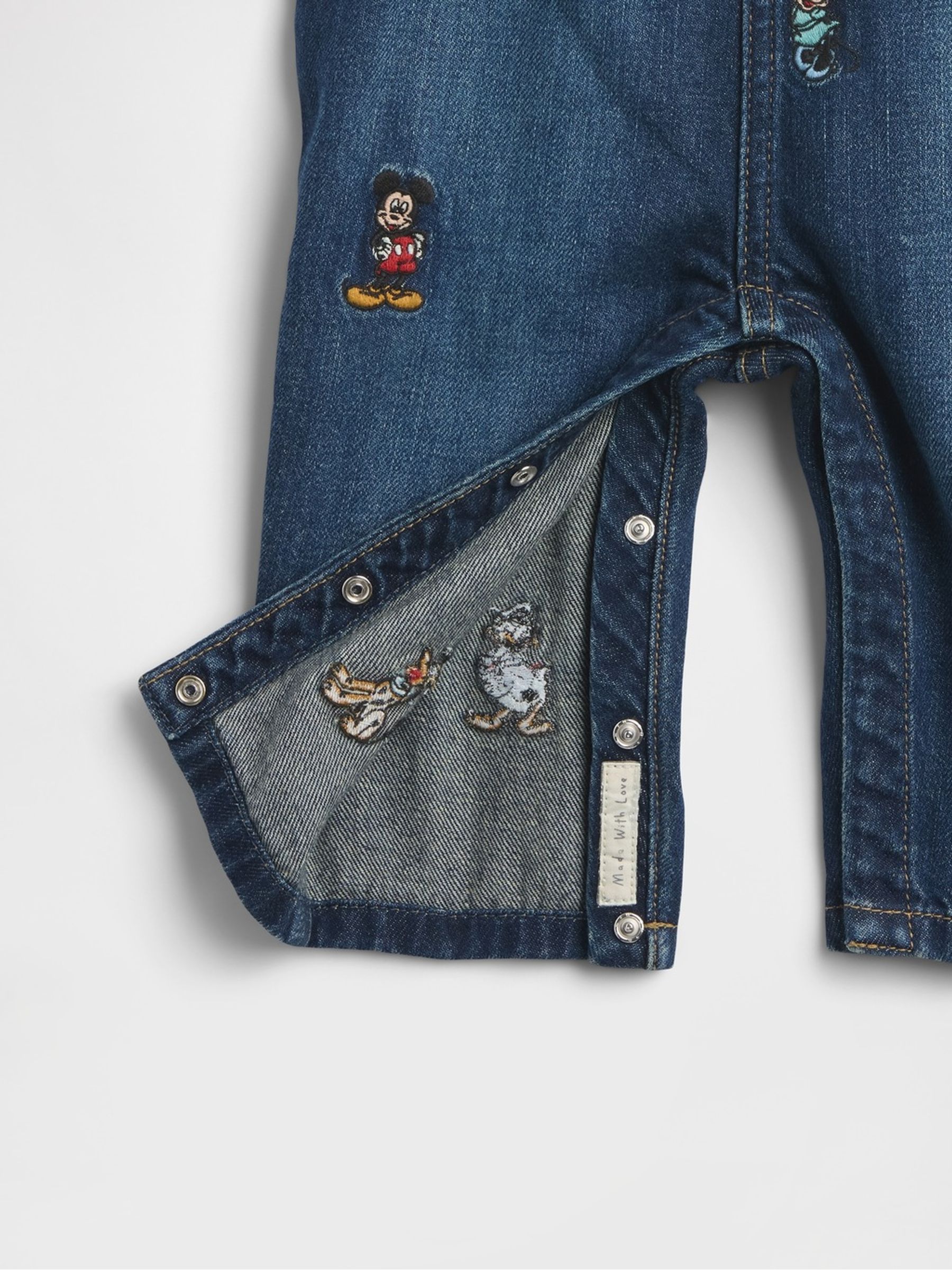 Dark Wash Disney Embroidered Denim Dungarees - Image 5 of 5