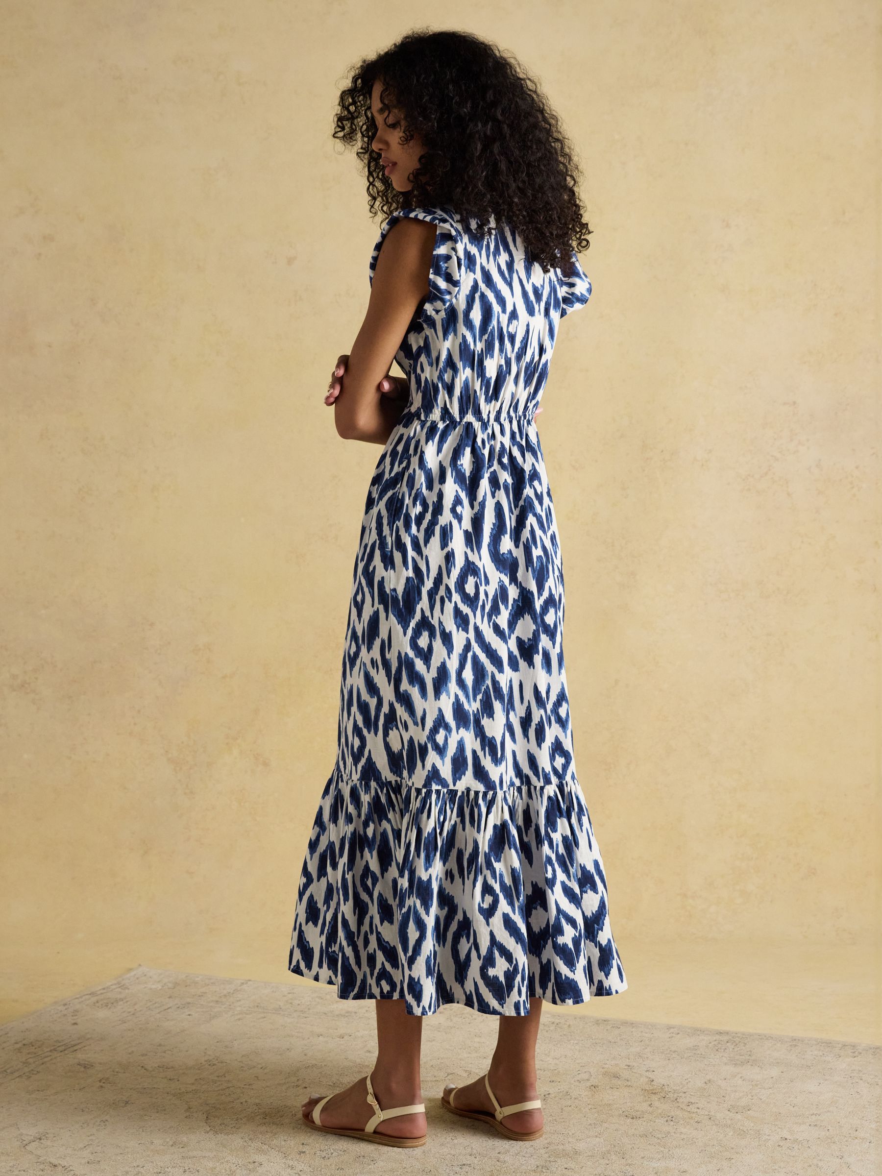 Winnie Blue/White Frill Shoulder Dress - Image 2 of 9