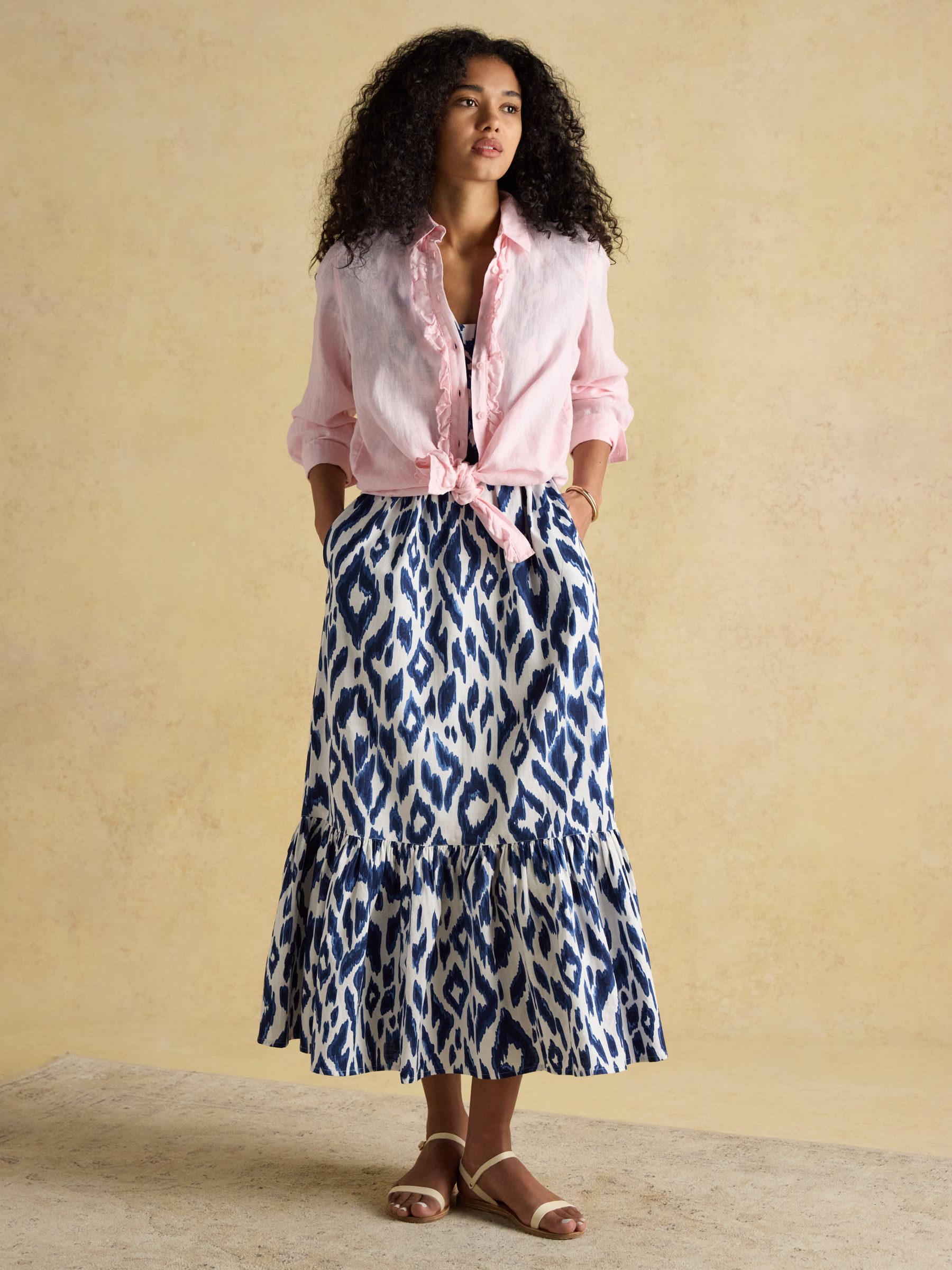 Winnie Blue/White Frill Shoulder Dress - Image 8 of 9