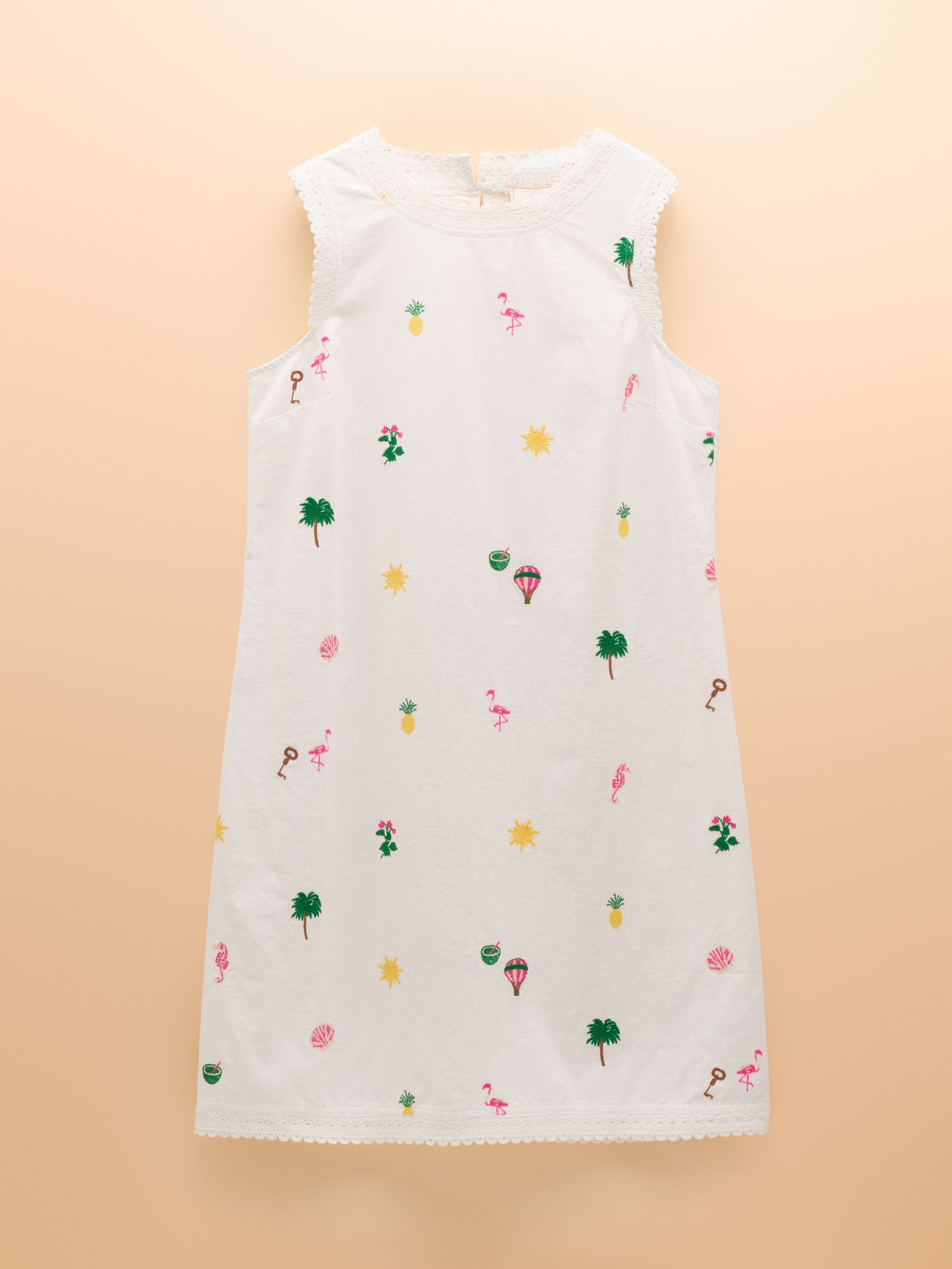 Cream Aileen 100% Cotton Sleeveless Shift Dress - Image 6 of 6