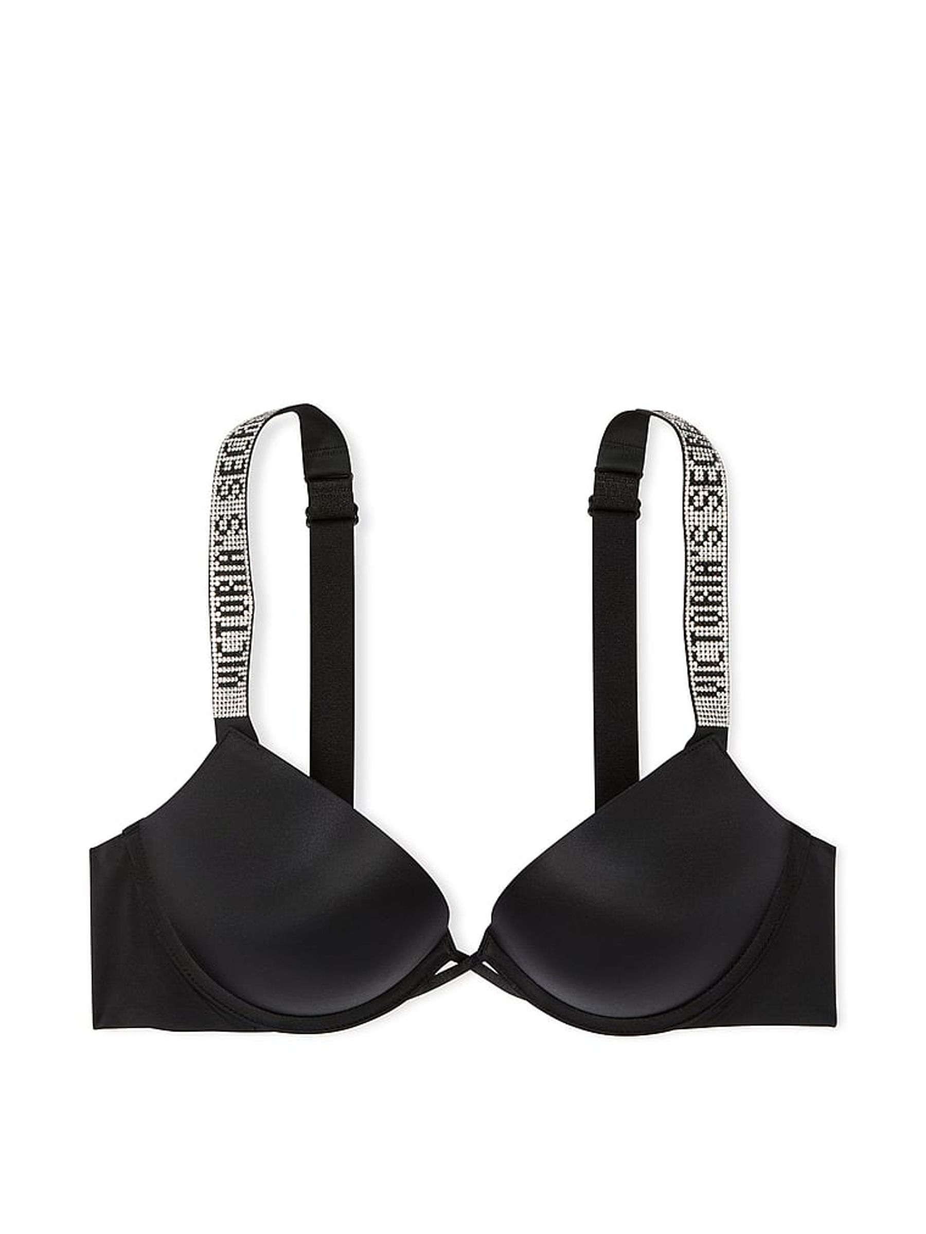 Black Add 2 Cups Push Up Bombshell Shine Strap Bra - Image 3 of 3