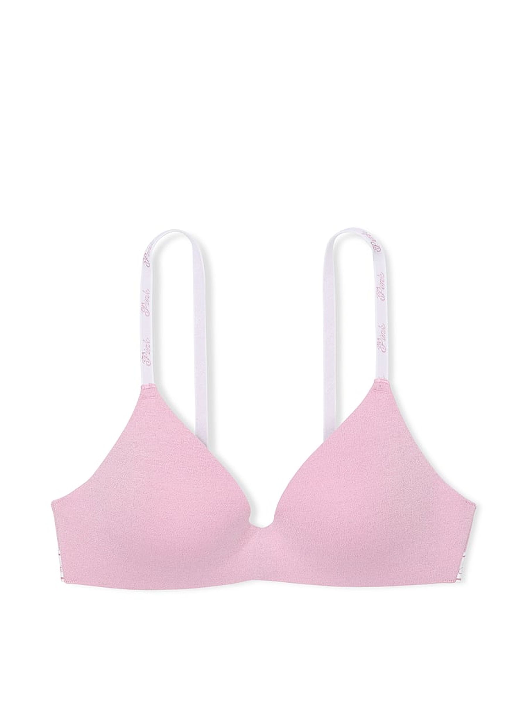 Petal Pink Shine Non Wired Lightly Lined Cotton Logo Bra - Image 3 of 4