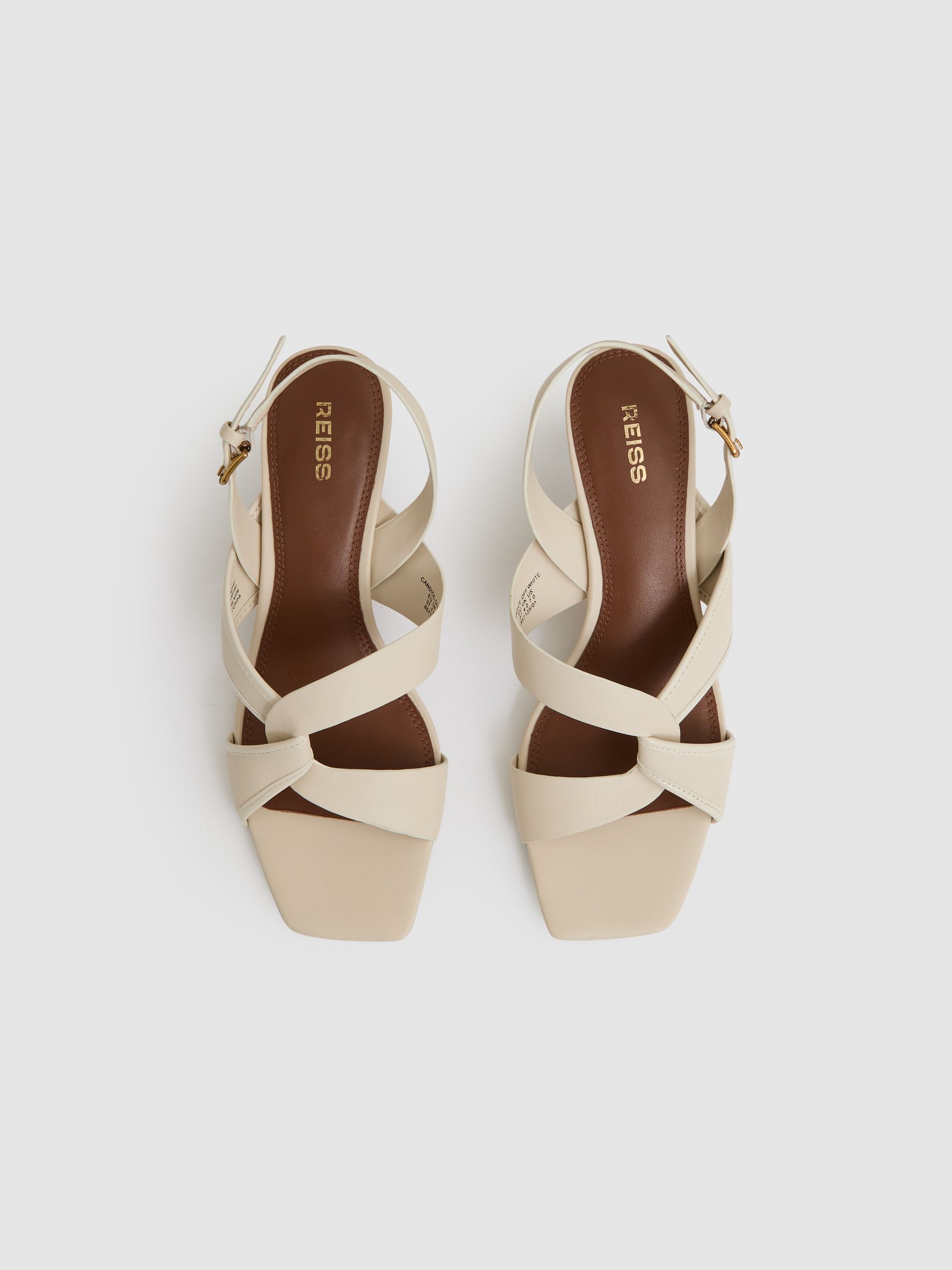 Leather Link-Strap Low-Heel Sandals in Off White - Image 4 of 5