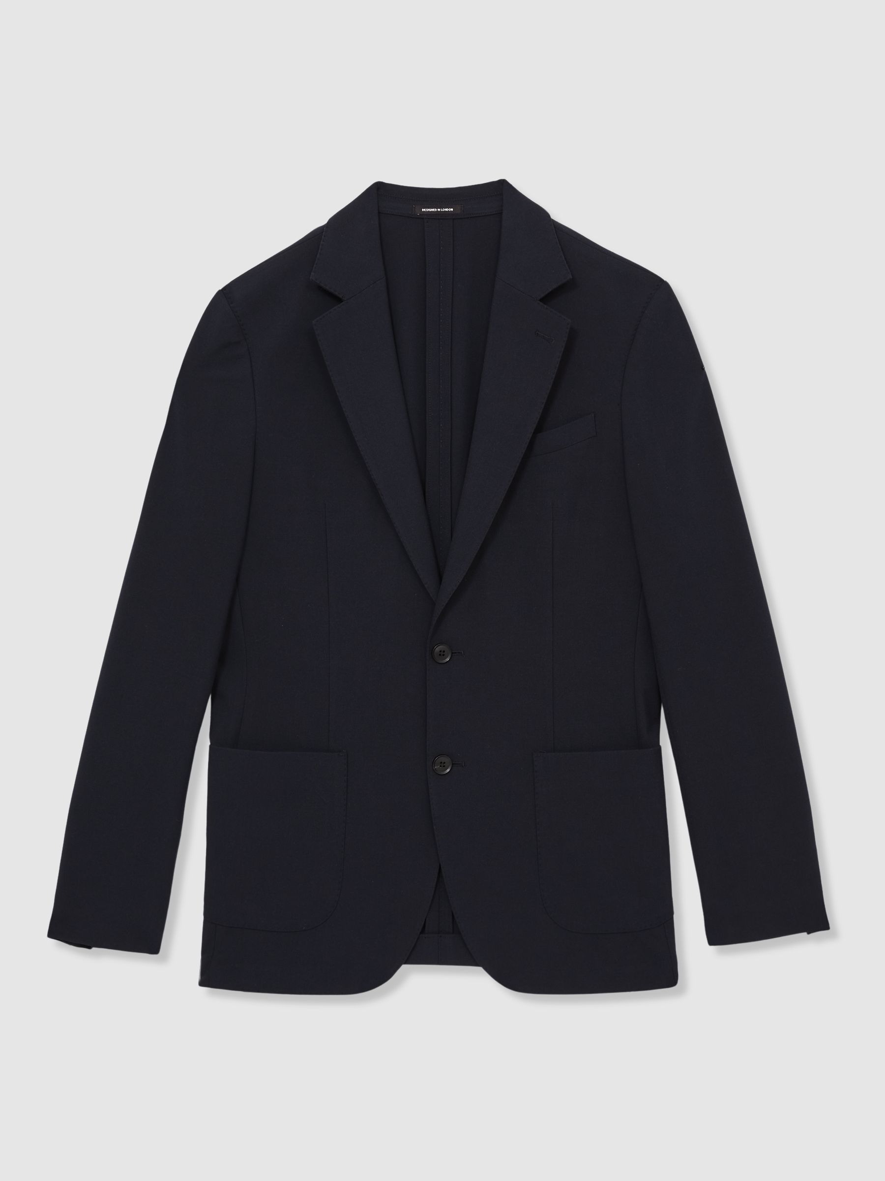 Single-Breasted Stretch Suit Blazer Slim-Fit in Navy - Image 3 of 9