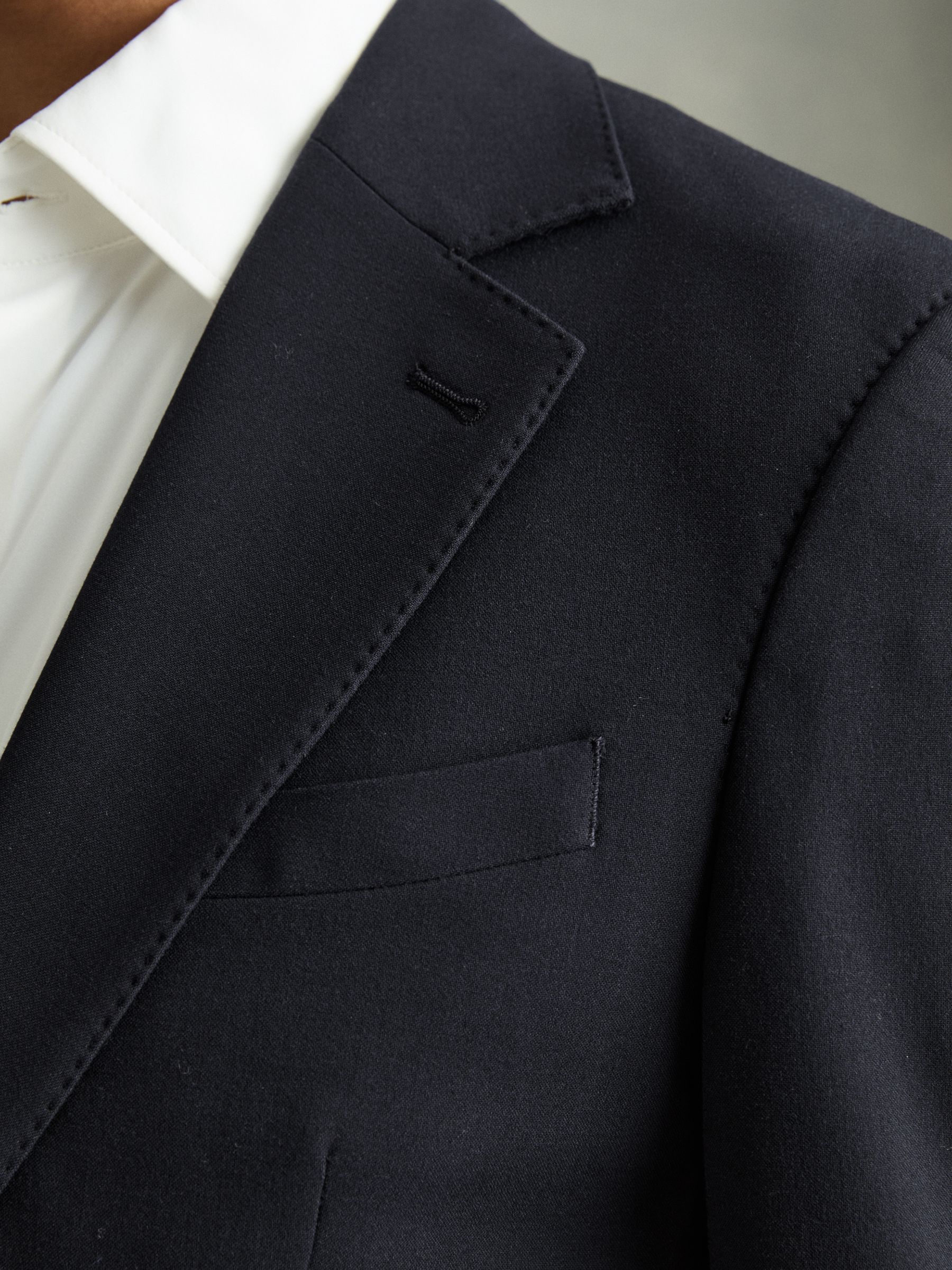 Single-Breasted Stretch Suit Blazer Slim-Fit in Navy - Image 6 of 9