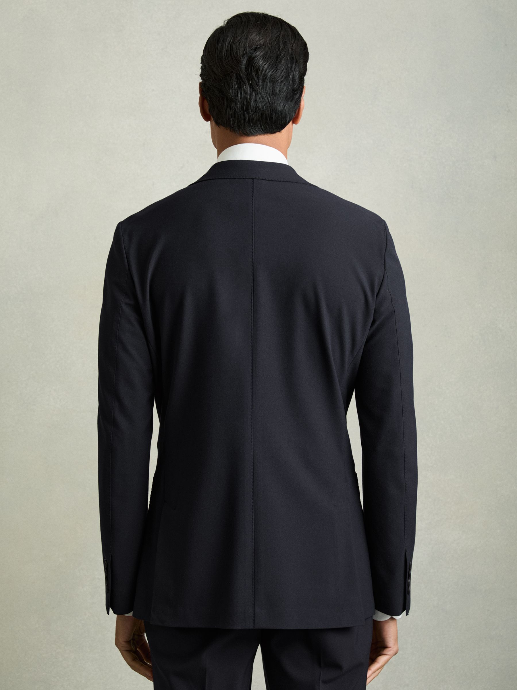 Single-Breasted Stretch Suit Blazer Slim-Fit in Navy - Image 7 of 9