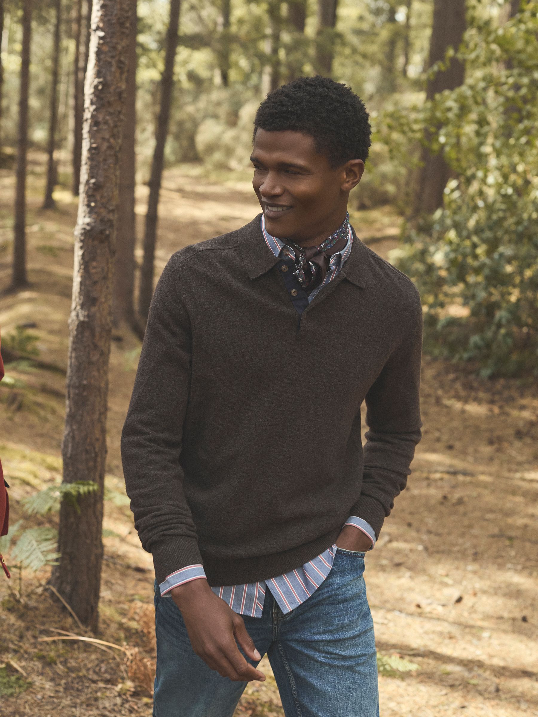 Sampson Wool-Rich Brown Long Sleeve Knitted Polo Shirt - Image 2 of 8