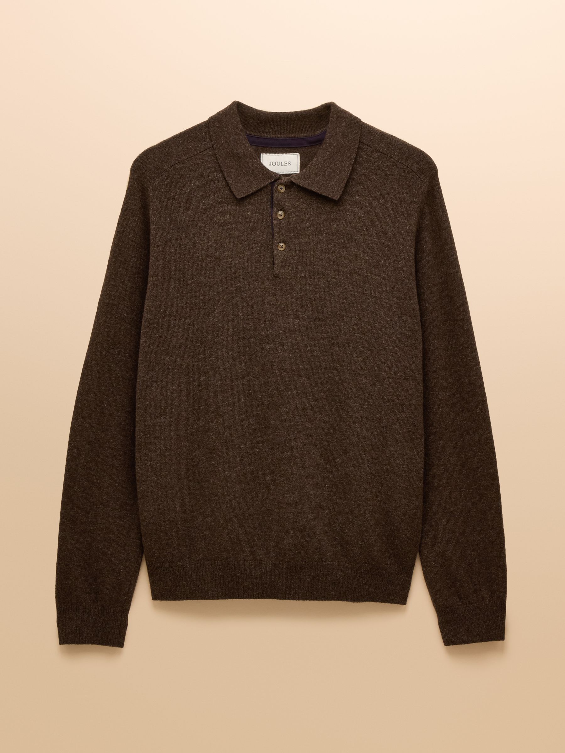 Sampson Wool-Rich Brown Long Sleeve Knitted Polo Shirt - Image 8 of 8
