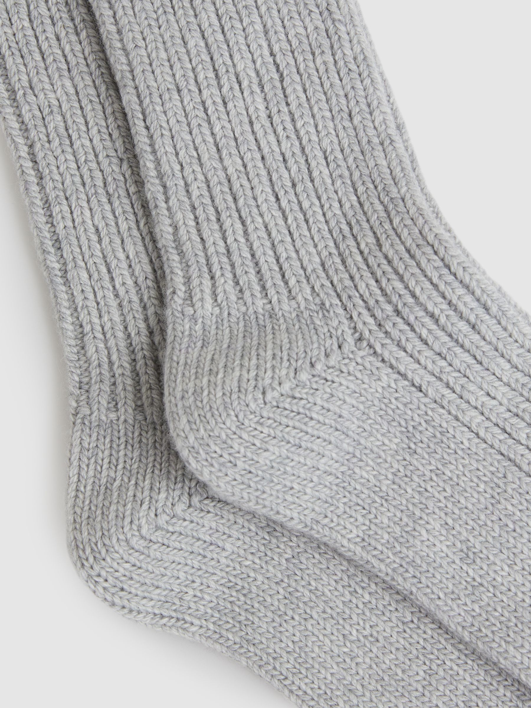 Rib-Knit Socks With Cashmere in Grey - Image 2 of 4