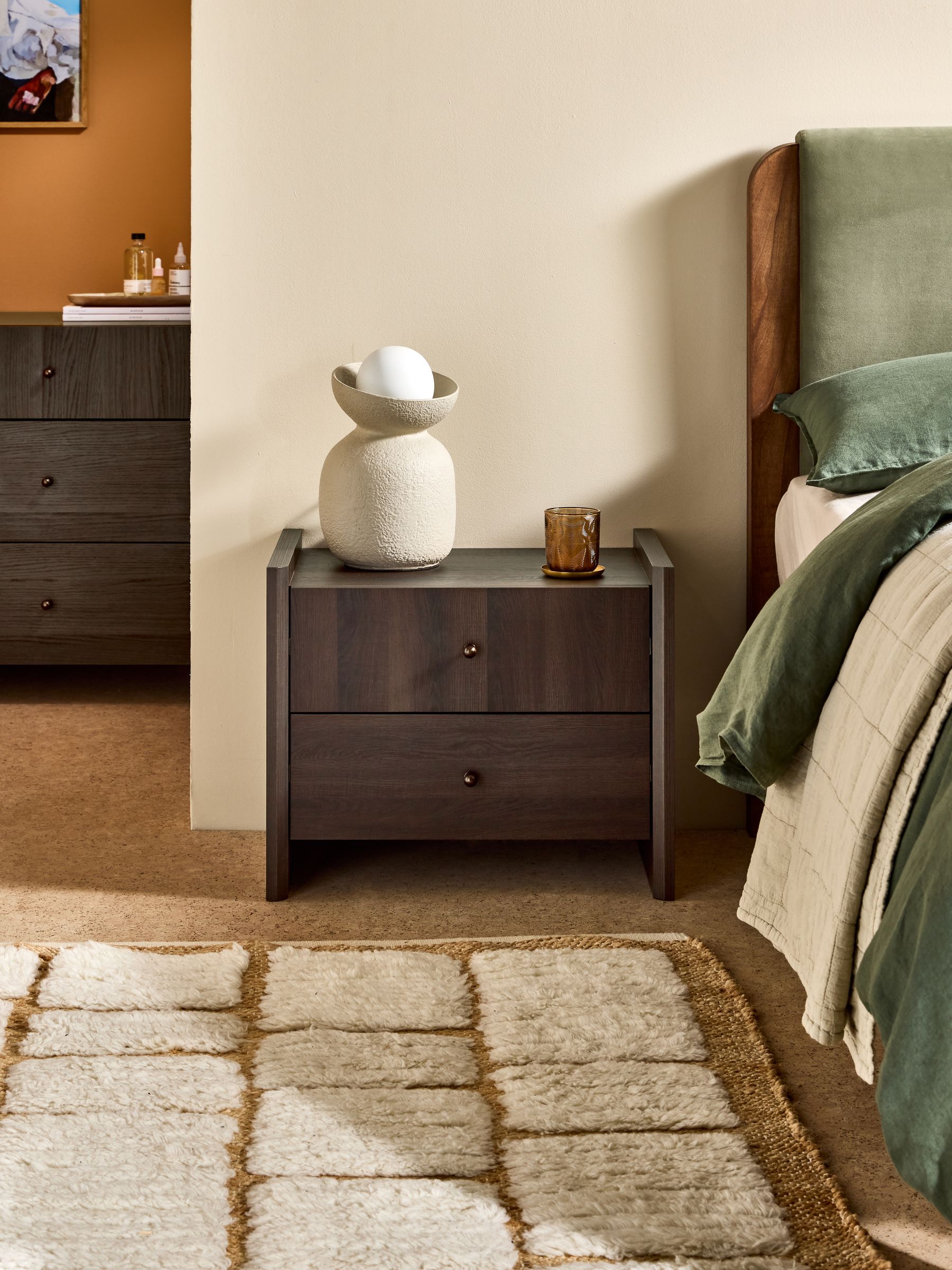 Macauley Bedside Table in Dark Brown - Image 1 of 4