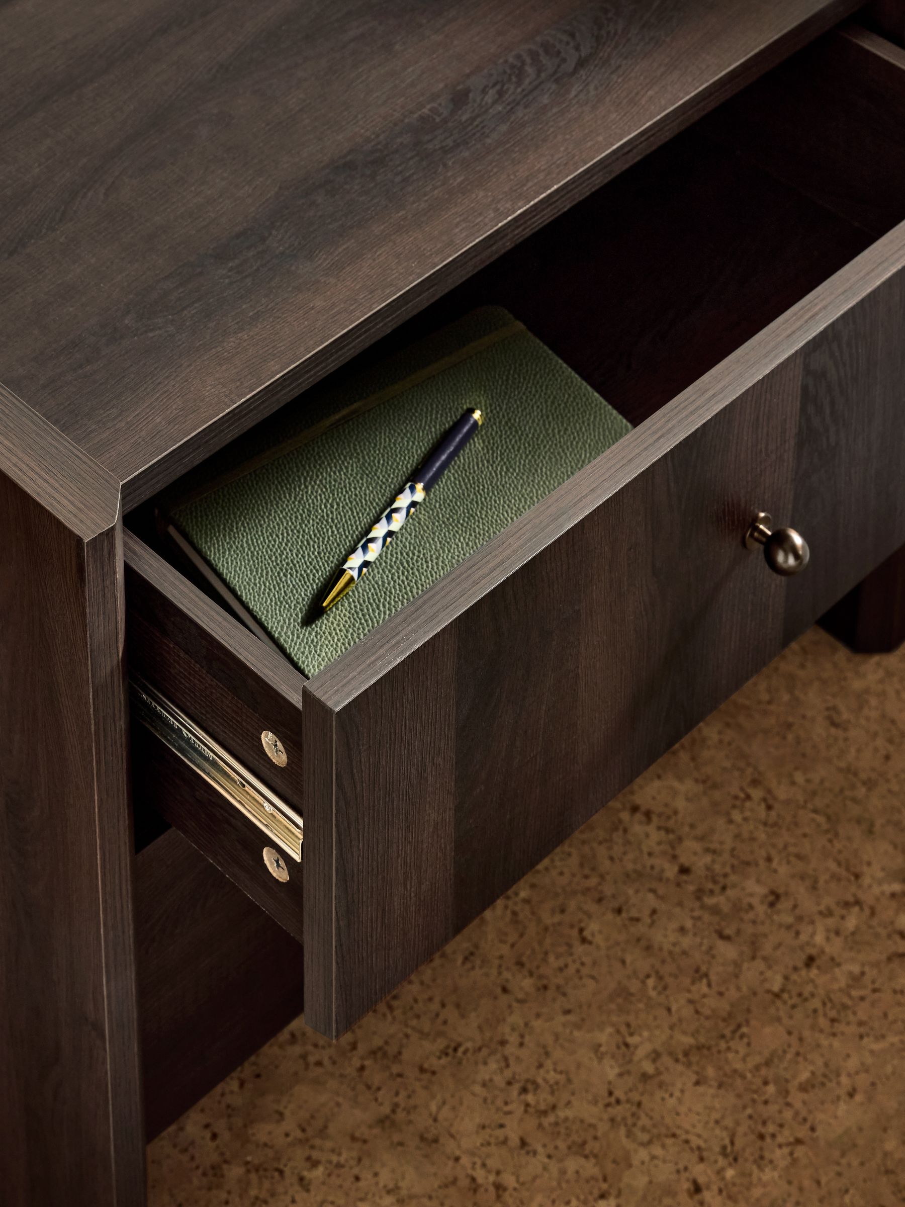 Macauley Bedside Table in Dark Brown - Image 3 of 4