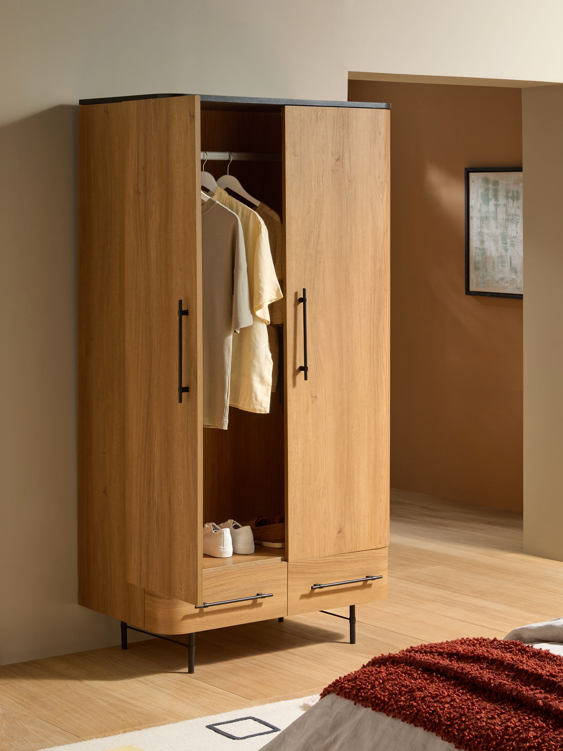Oak Effect Zeke Double Wardrobe - Image 2 of 6