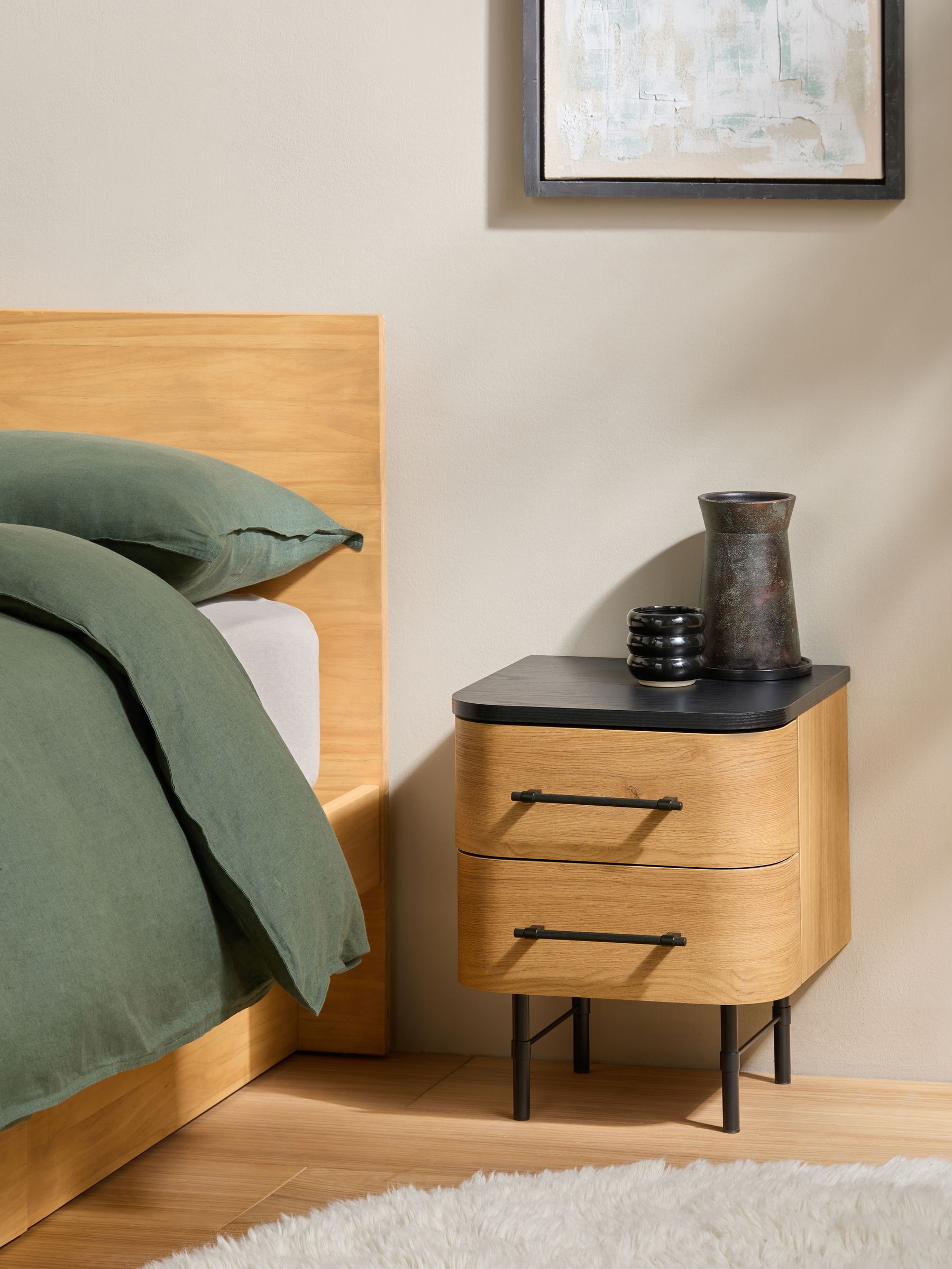 Zeke Bedside Table in Oak Effect - Image 1 of 5 Zeke Bedside Table in Oak Effect - Image 1 of 5