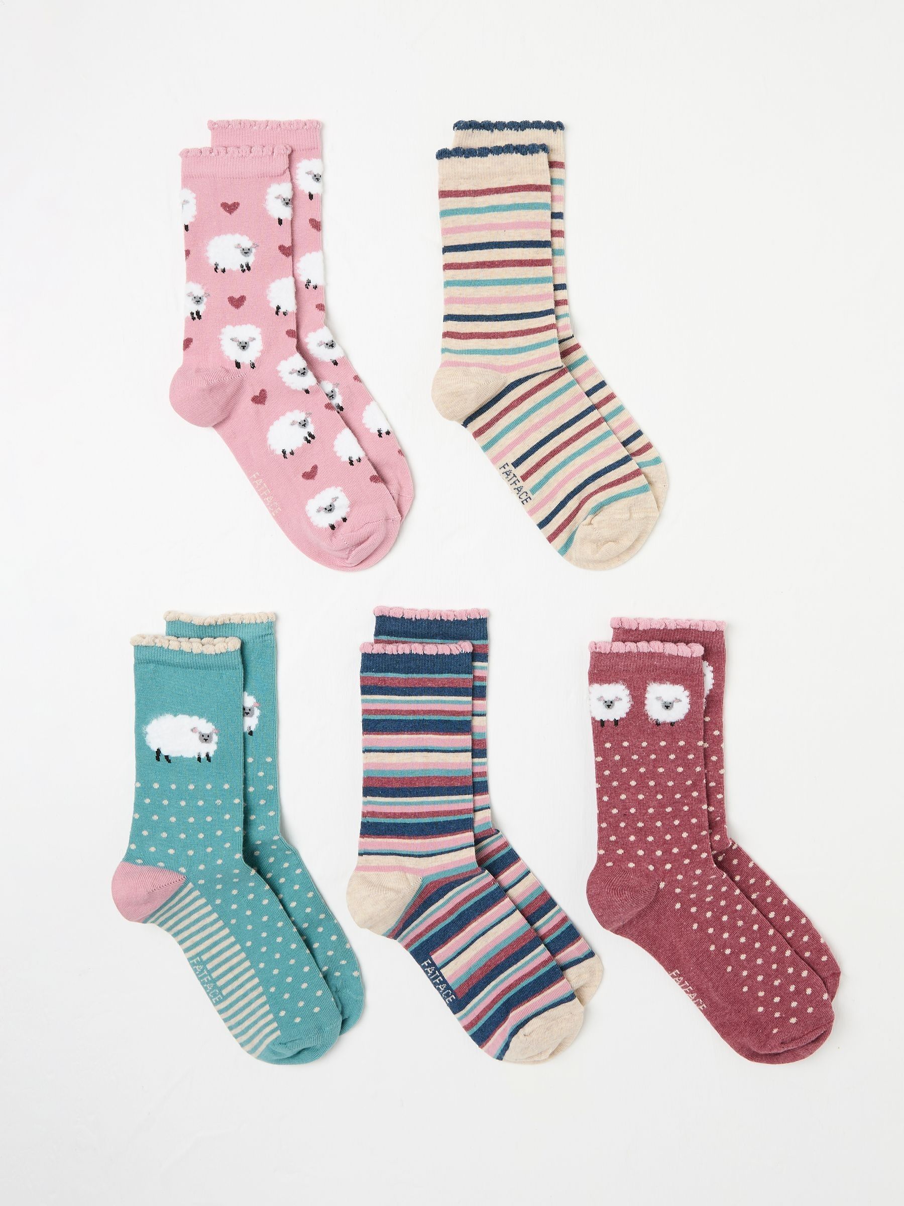 Multi 5 Pairs of Sheep Socks - Image 2 of 2
