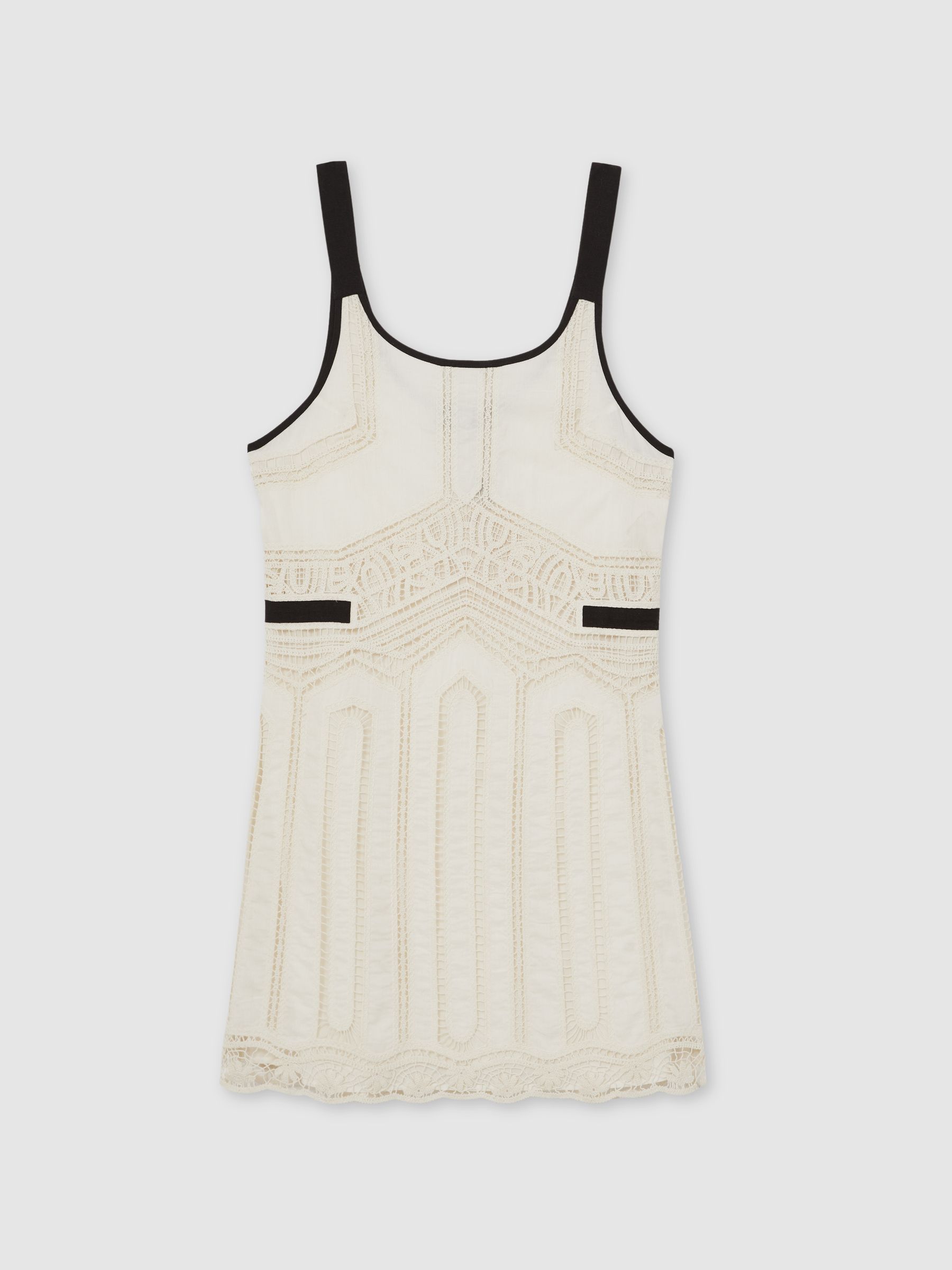 Cotton Crochet-Detail Mini Dress in Cream - image 1
