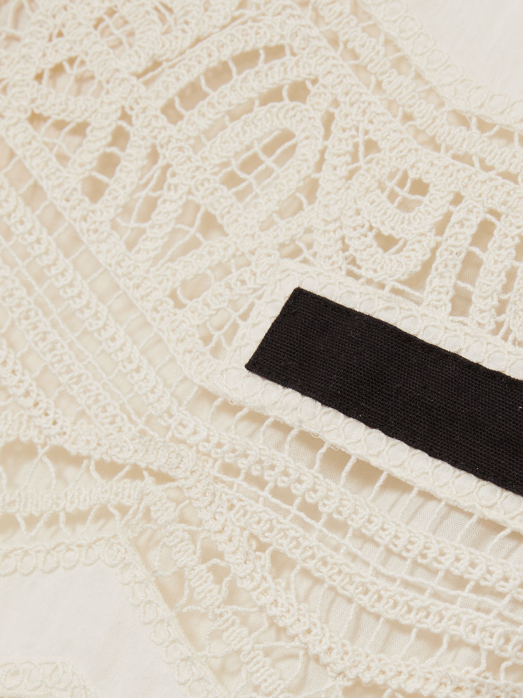 Cotton Crochet-Detail Mini Dress in Cream - Image 6 of 6
