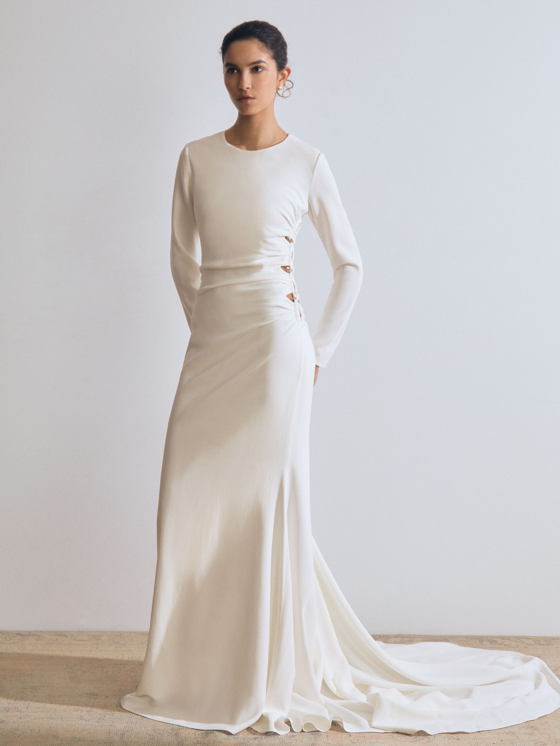 Reiss Atelier Cut-Out Rope-Detail Dress in White - REISS