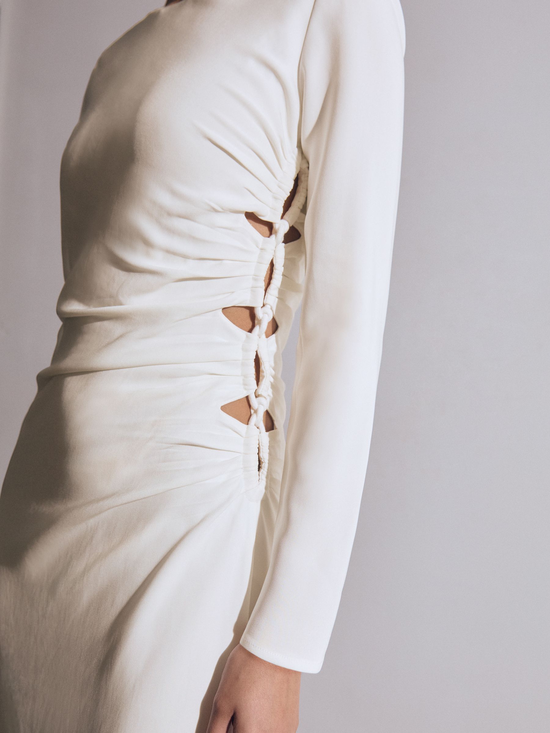 Reiss Atelier Cut-Out Rope-Detail Dress in White - REISS
