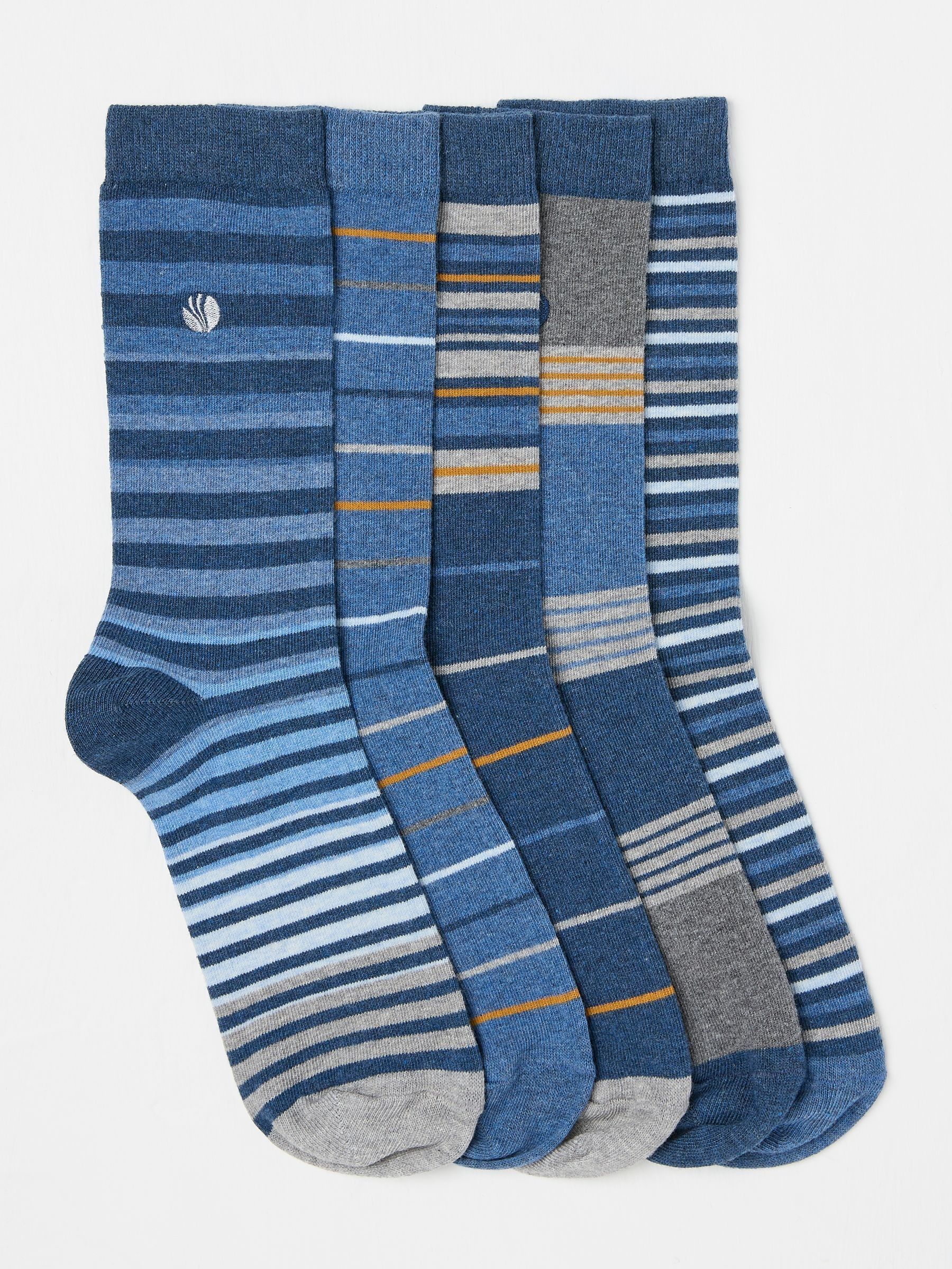 Blue 5 Pack Men's Striped Socks - Image 1 of 2