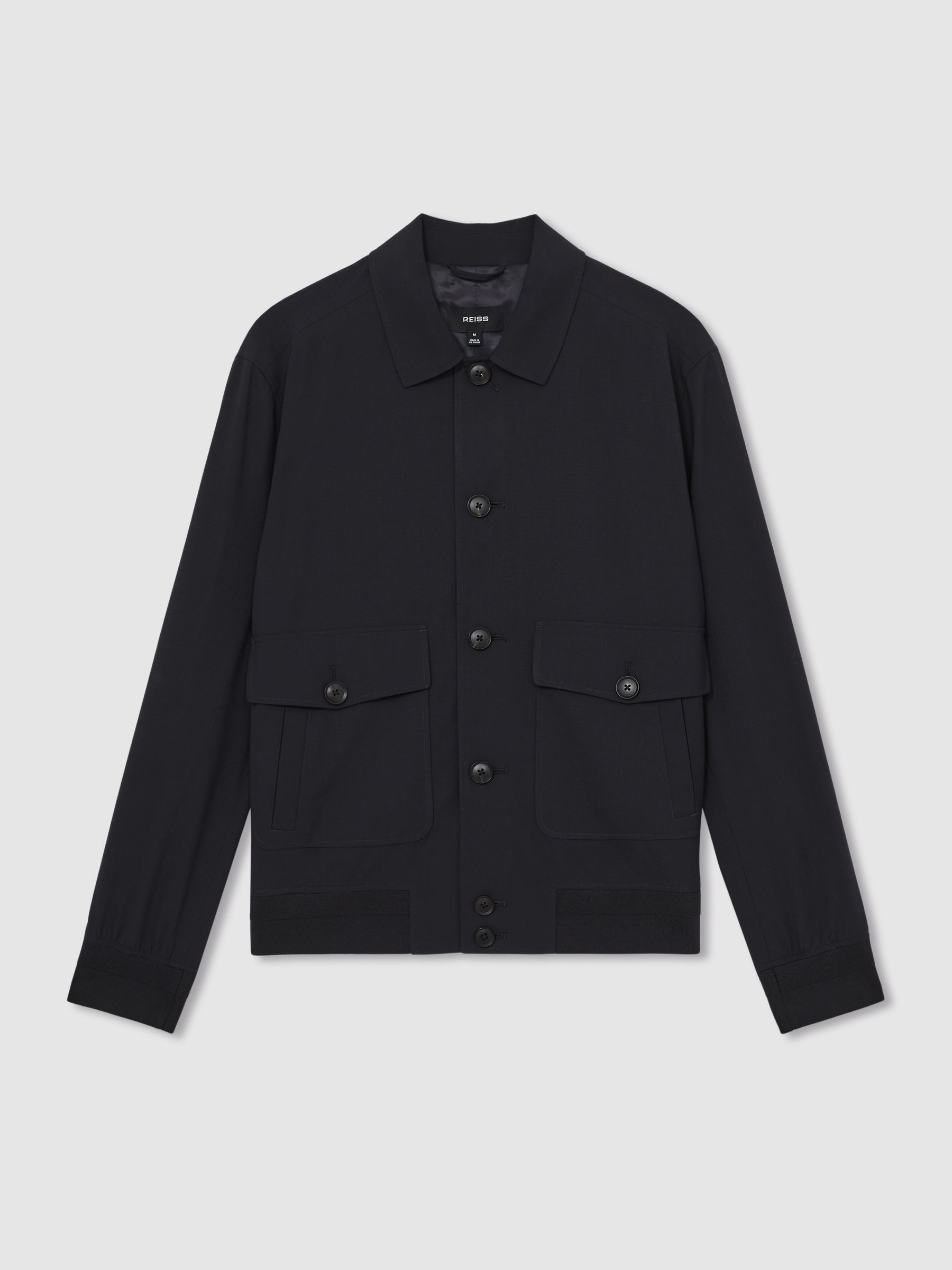 Textured Blouson Jacket in Navy - Image 2 of 6