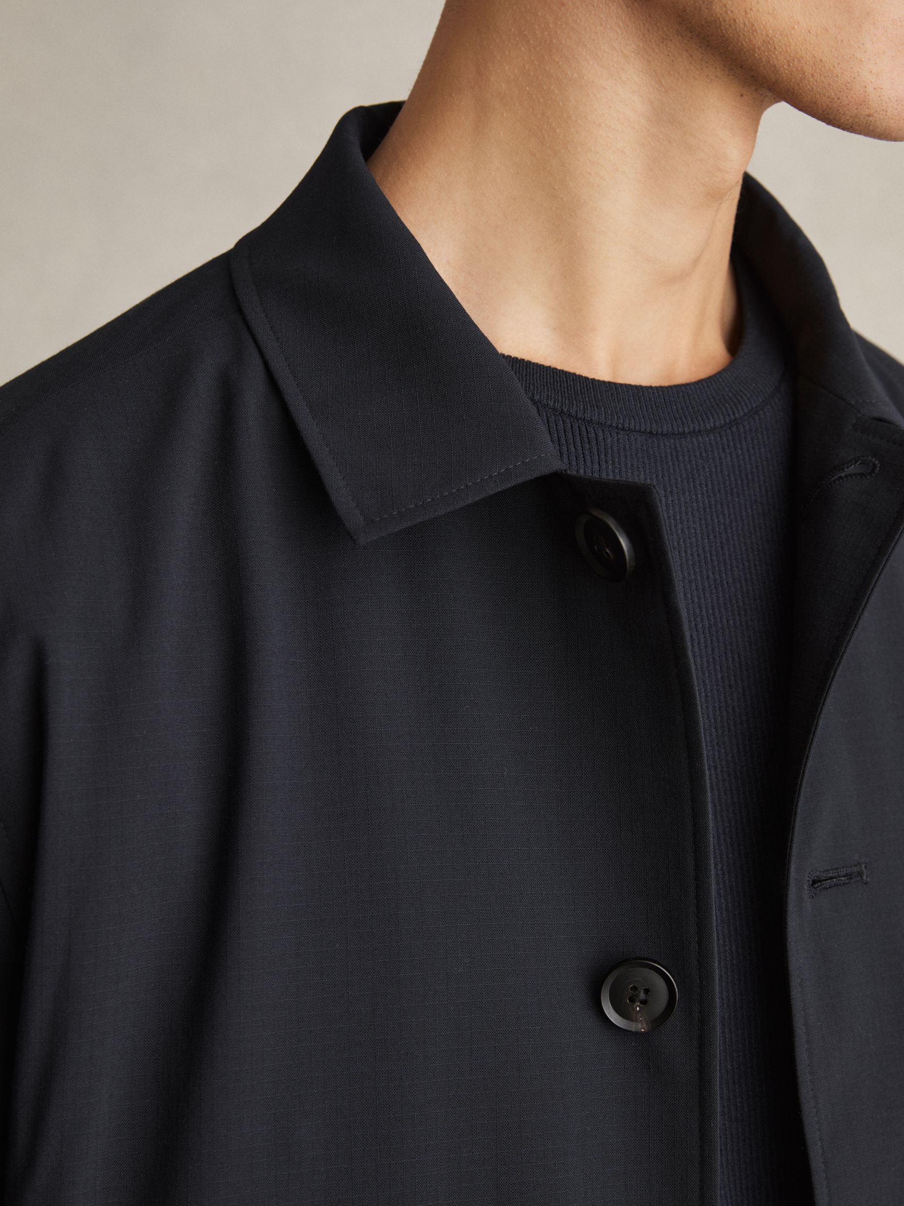 Textured Blouson Jacket in Navy - Image 4 of 6
