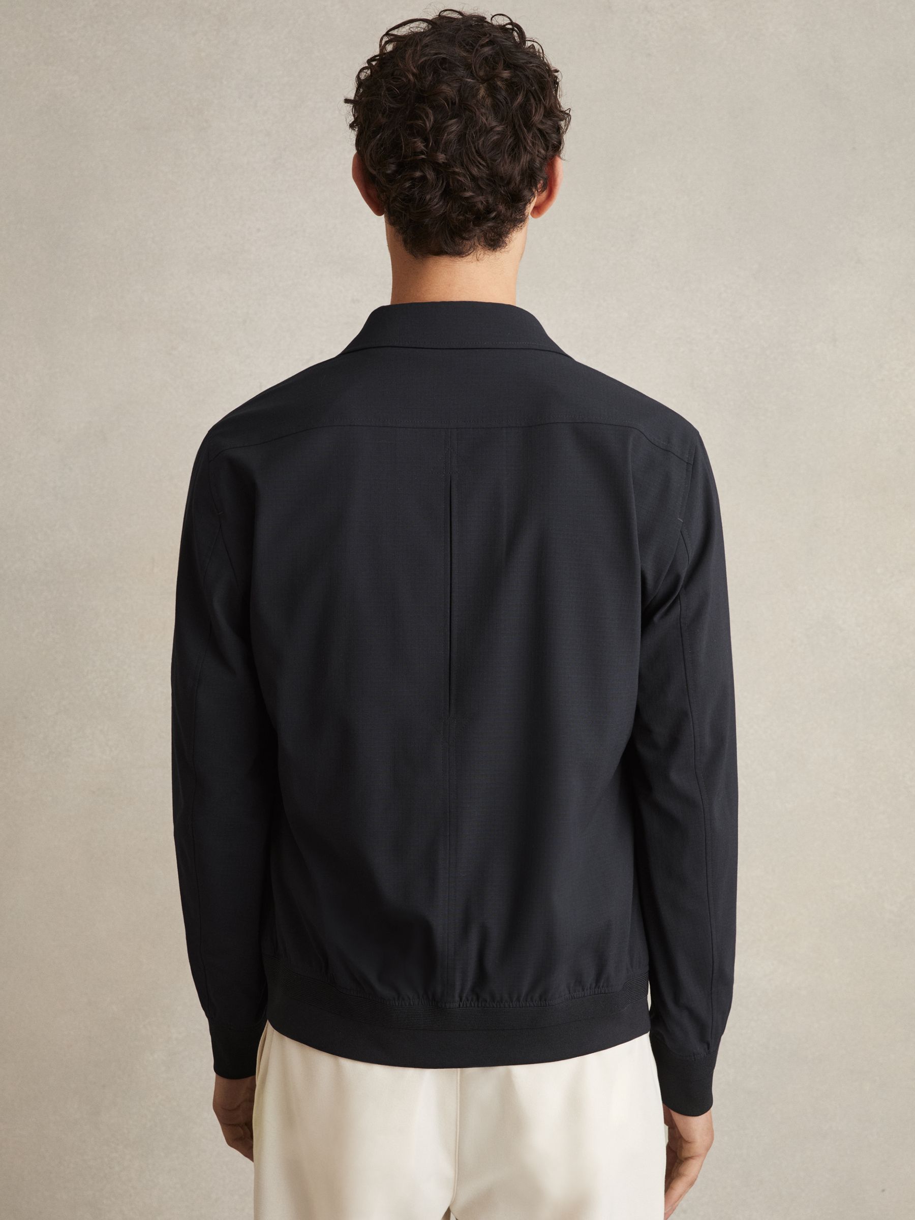 Textured Blouson Jacket in Navy - Image 5 of 6