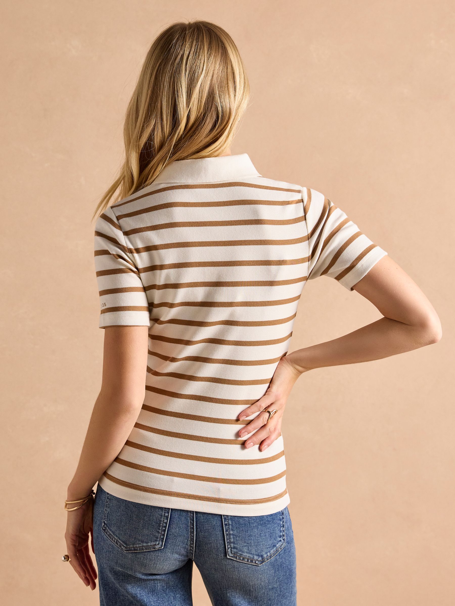 Fairfield Tan Short Sleeve Ribbed Polo Shirt - Image 2 of 7